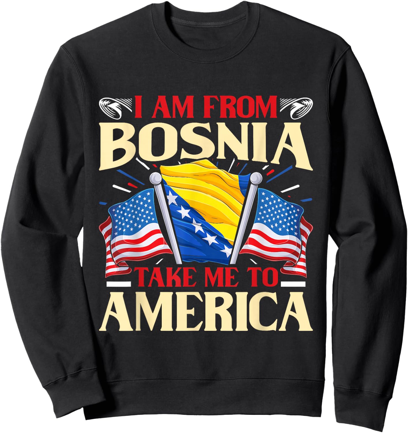 I am from Bosnia take me to America - Bosnien Herzegowina Sweatshirt - Sweatshirt | Black