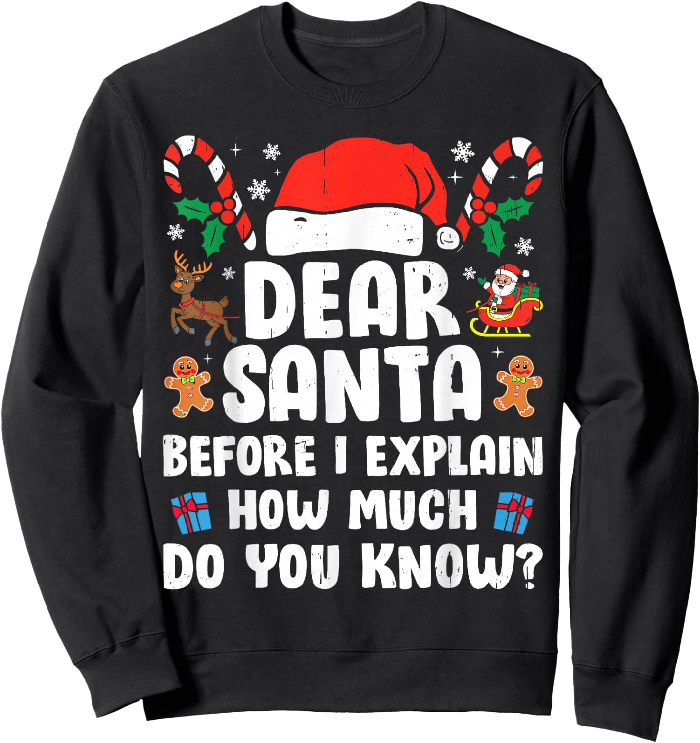 Dear Santa I Can Explain Funny Christmas Xmas Men Women Kids Sweatshirt - Sweatshirt | Black