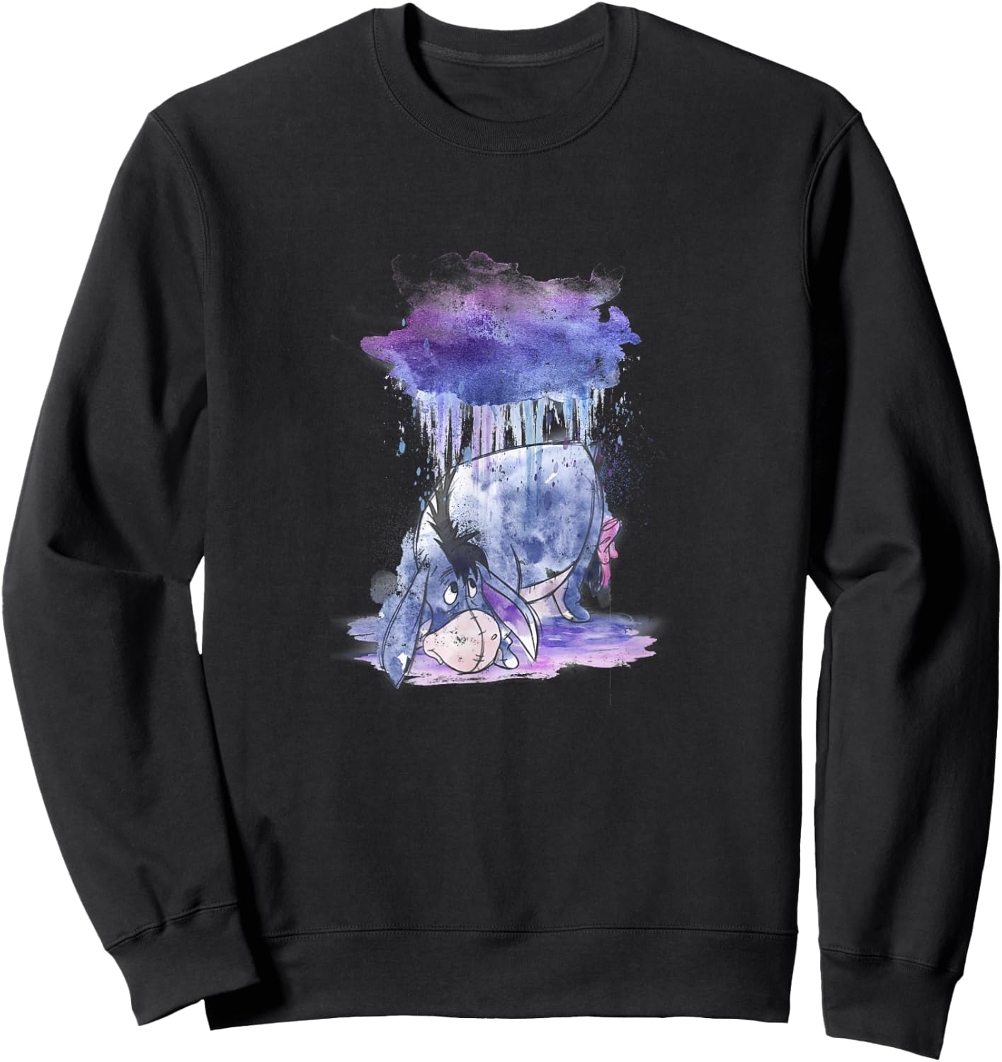 Disney Winnie The Pooh Eeyore Watercolor Rain Cloud , Black, S Sweatshirt - Sweatshirt | Black