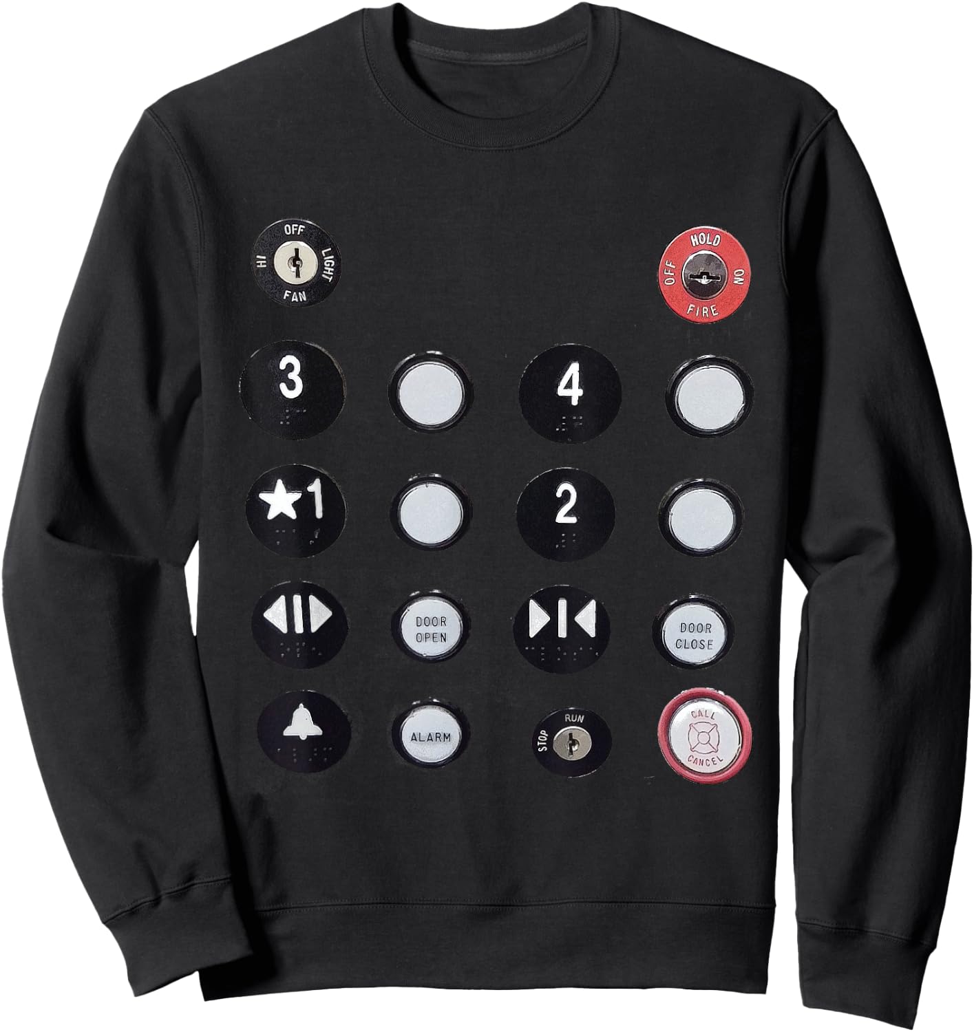 Funny - Elevator Button Sweatshirt - Sweatshirt | Black