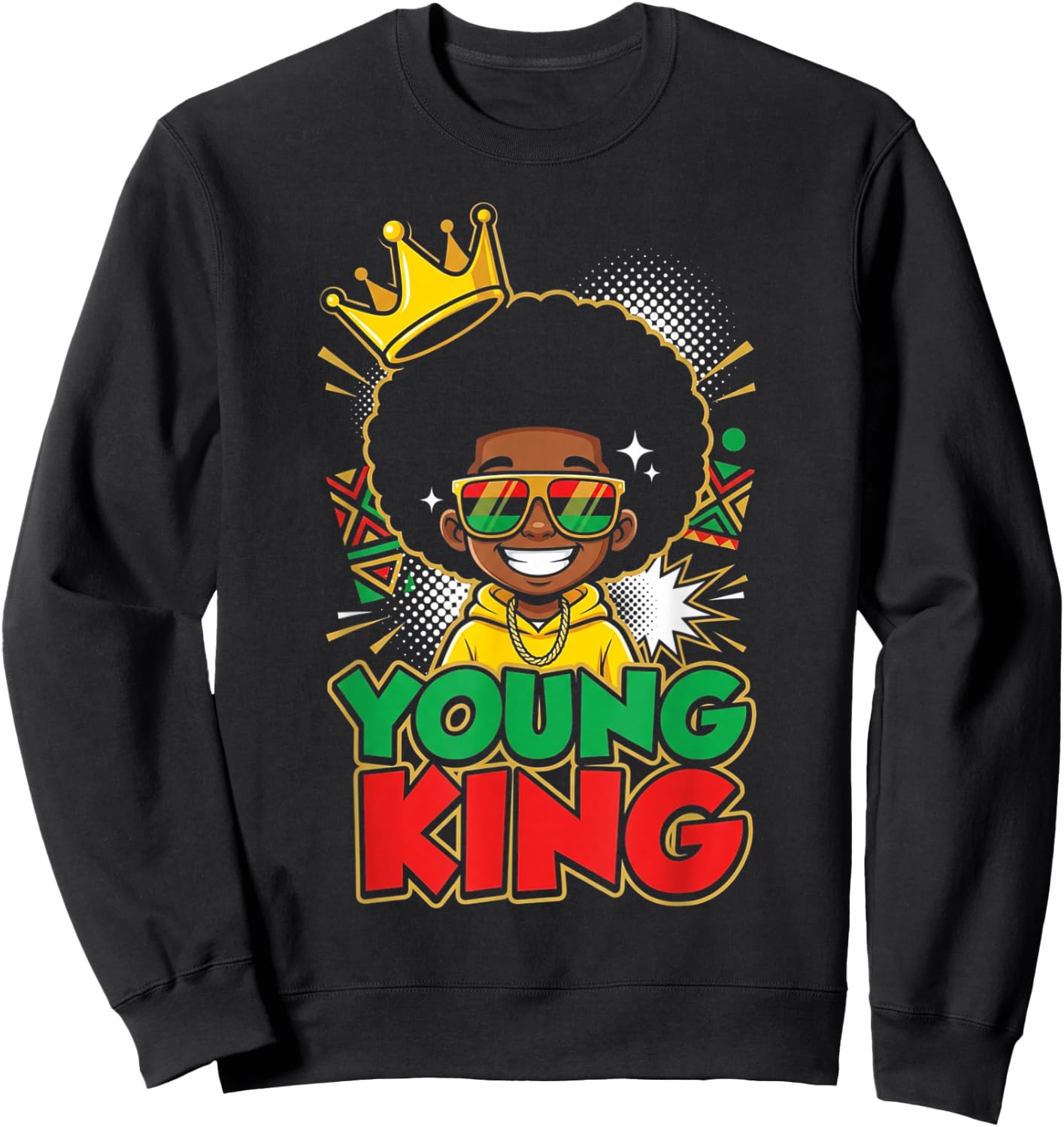 Black Young King Black History Month Juneteenth Kids Boys Sweatshirt - Sweatshirt | Black