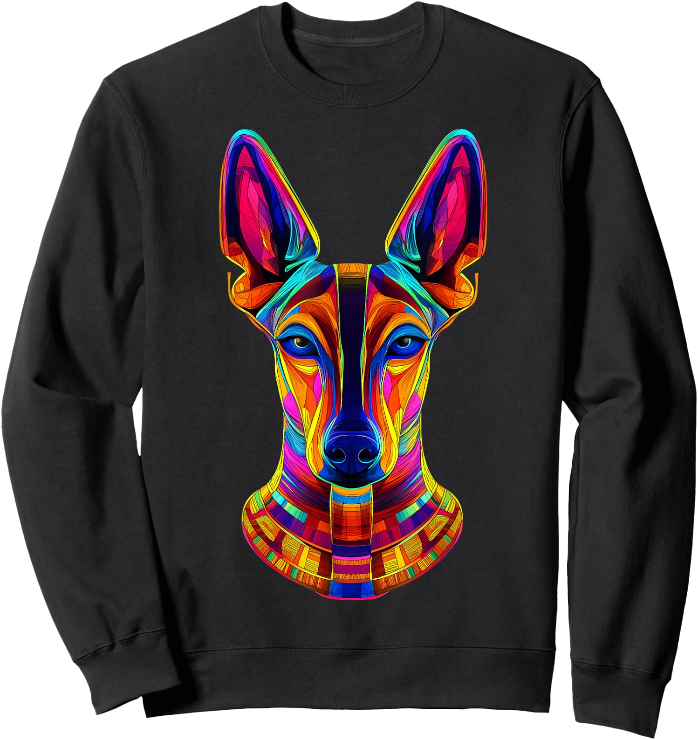 Colorful Pharaoh Hound Face Egyptian Dog Lover Black Sweatshirt - Sweatshirt | Black