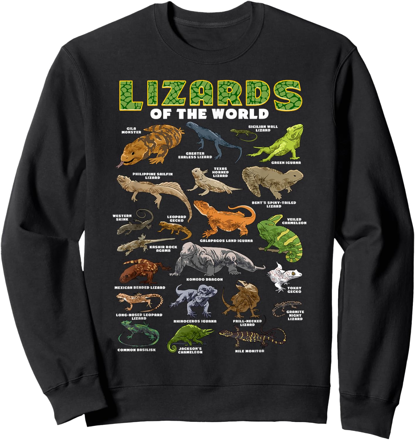 Lizard Shirt Lizards Animal of the World Reptile Herpetology Sweatshirt - Sweatshirt | Black