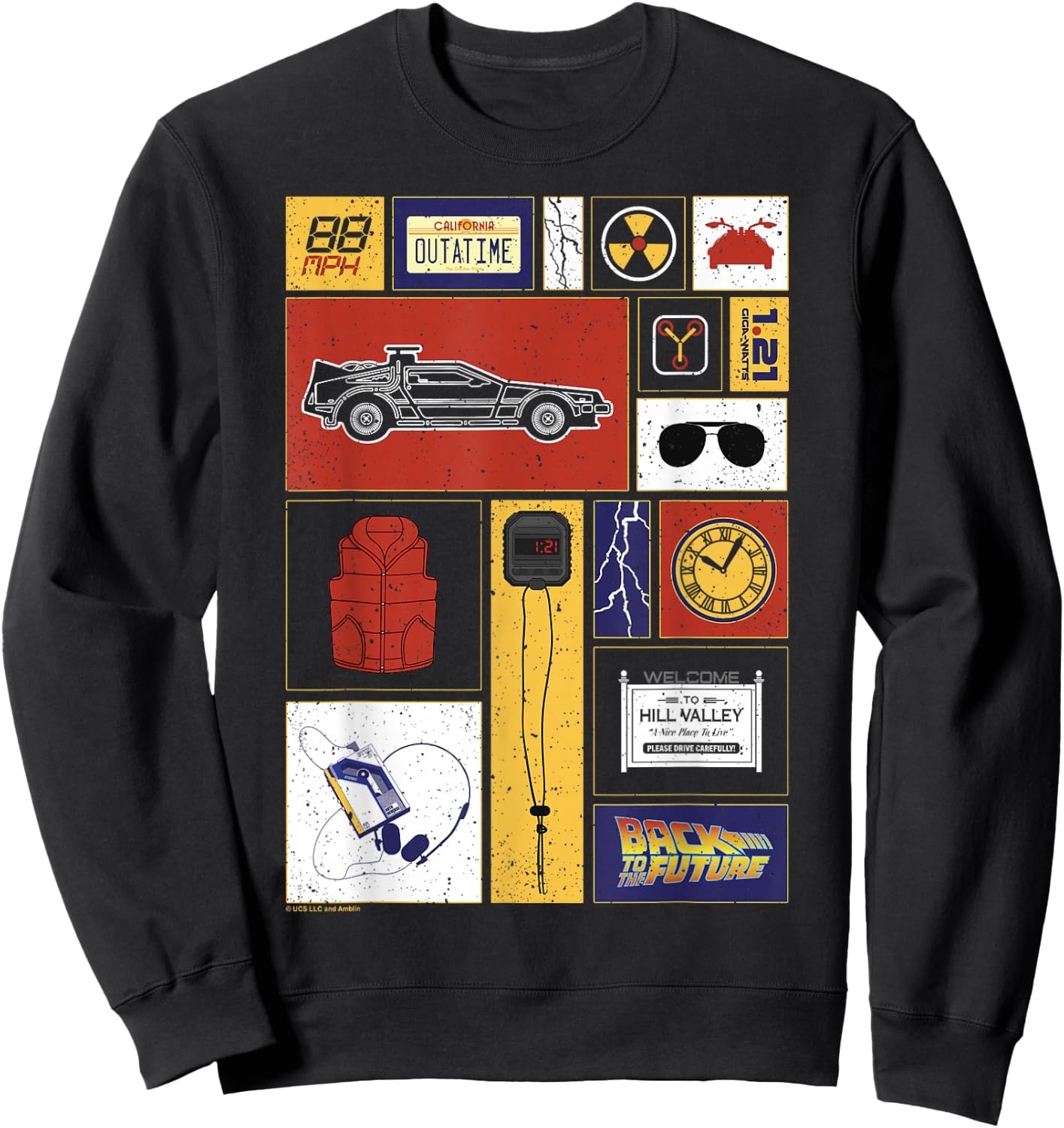 Back to The Future 35th Anniversary Icon Panels Sweatshirt - Sweatshirt | Black