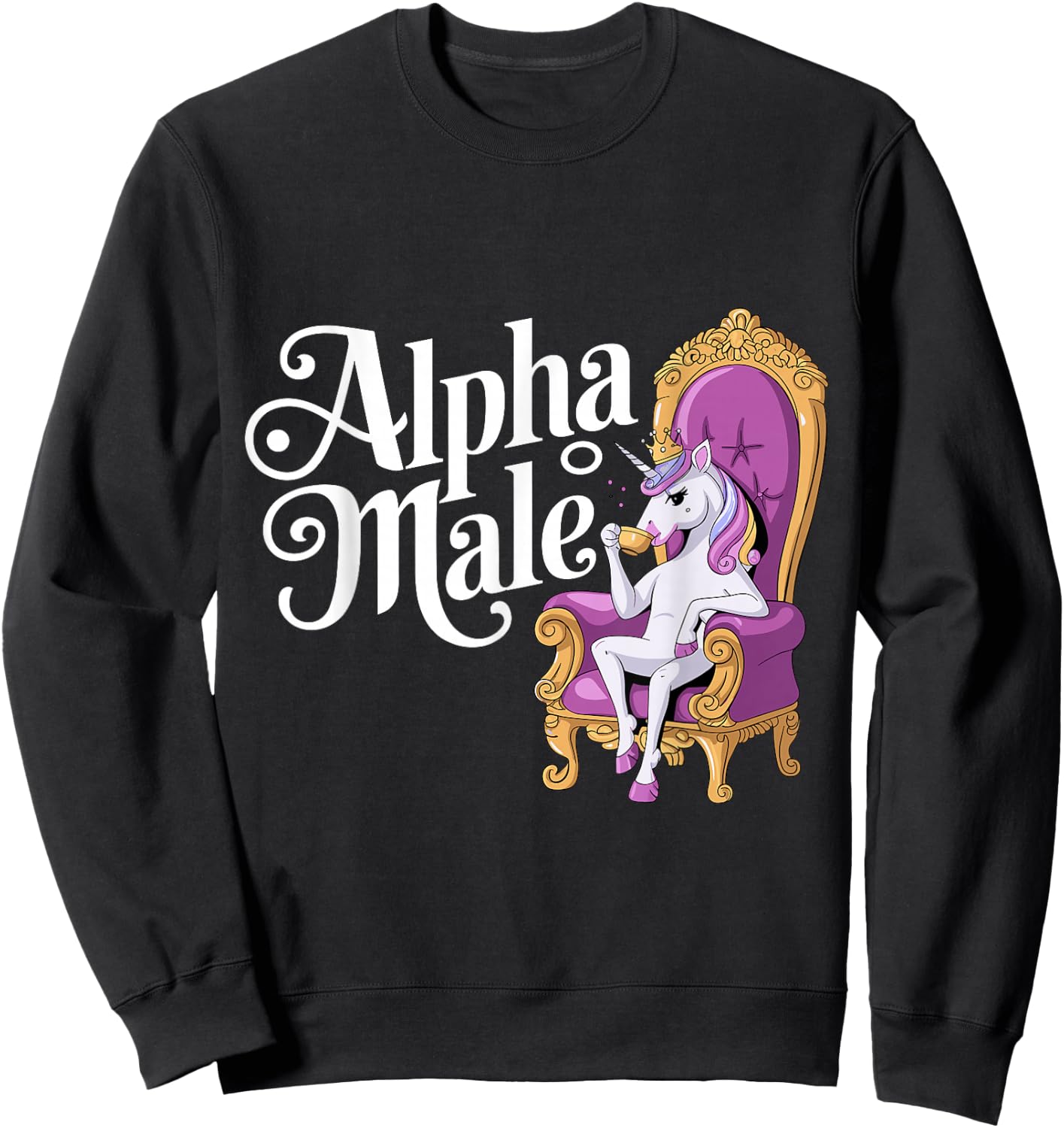 Unicorn Male Alpha Rainbow , Black, S Sweatshirt - Sweatshirt | Black
