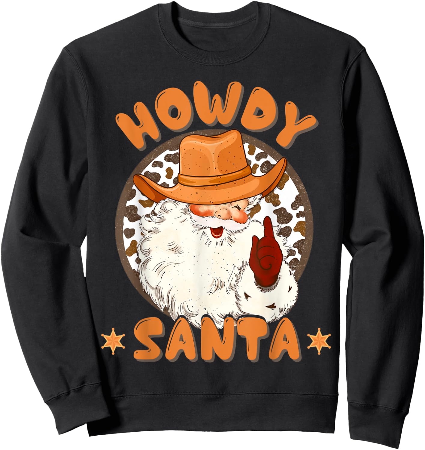 Retro Howdy Santa Cowboy Country Christmas Xmas Kids Boy Pjs Sweatshirt - Sweatshirt | Black