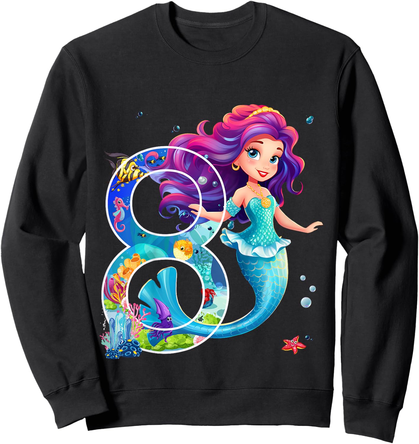 Meerjungfrau 8. Geburtstag Mädchen 8 Jahre Design Sweatshirt - Sweatshirt | Black