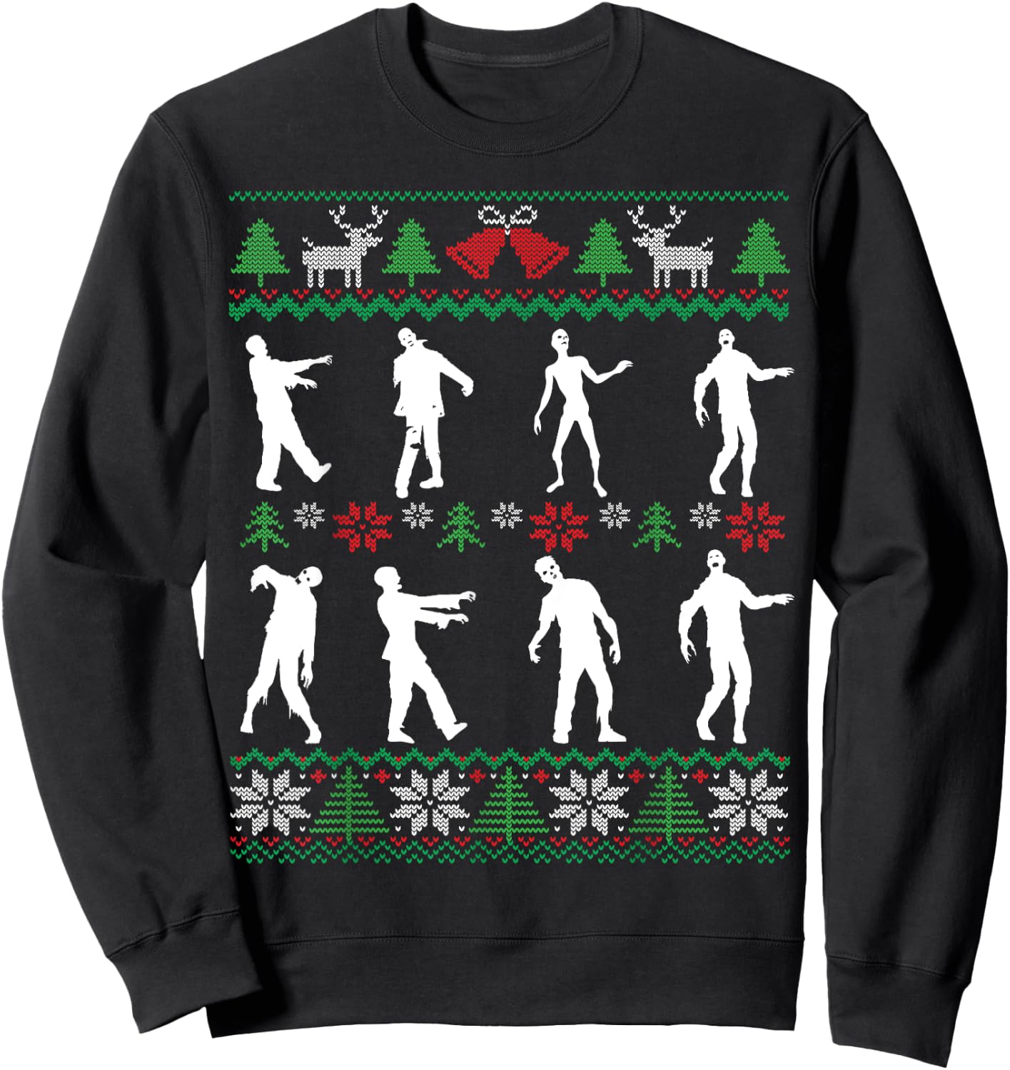 Walking Zombies Funny Zombie Movie Lover Ugly Christmas Sweatshirt - Sweatshirt | Black