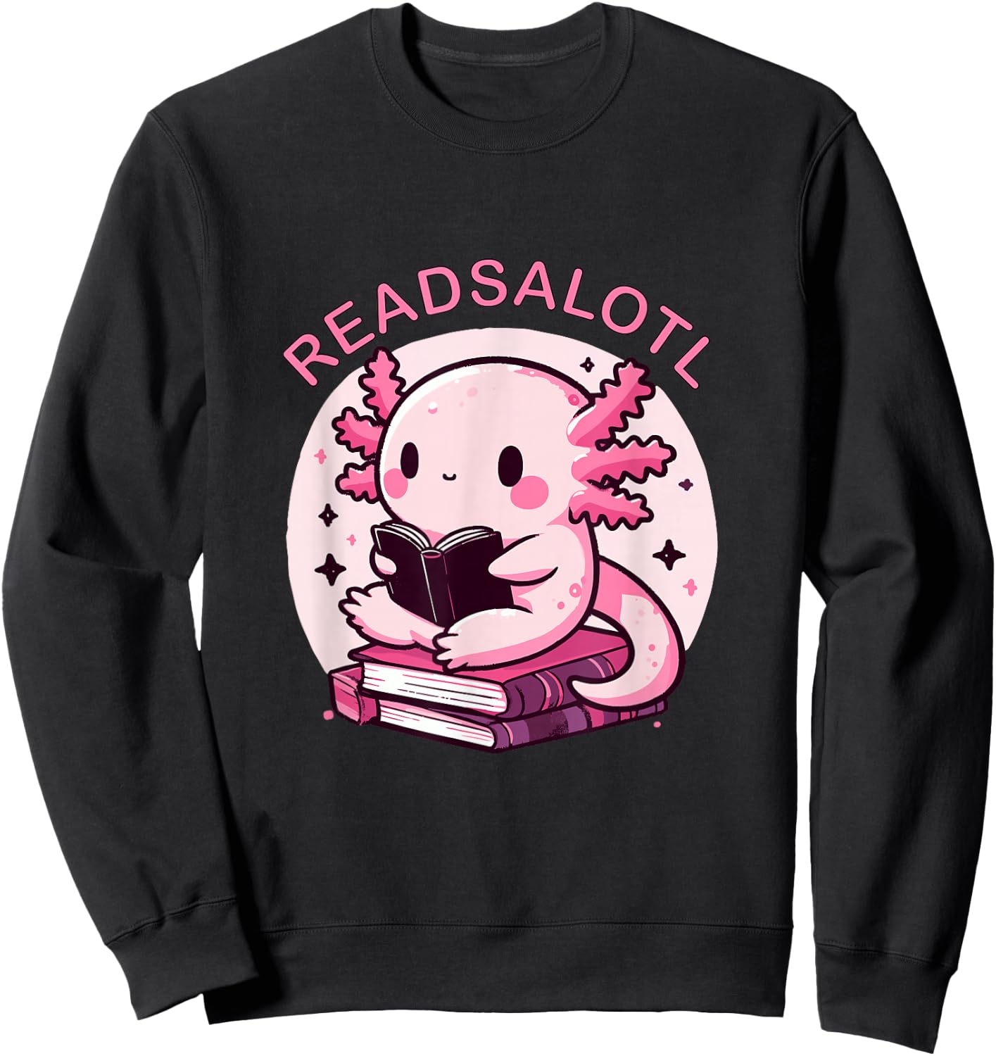 Cute Axolotl Readsalotl Reading Books Bookworm Boys Girls Sweatshirt - Sweatshirt | Black
