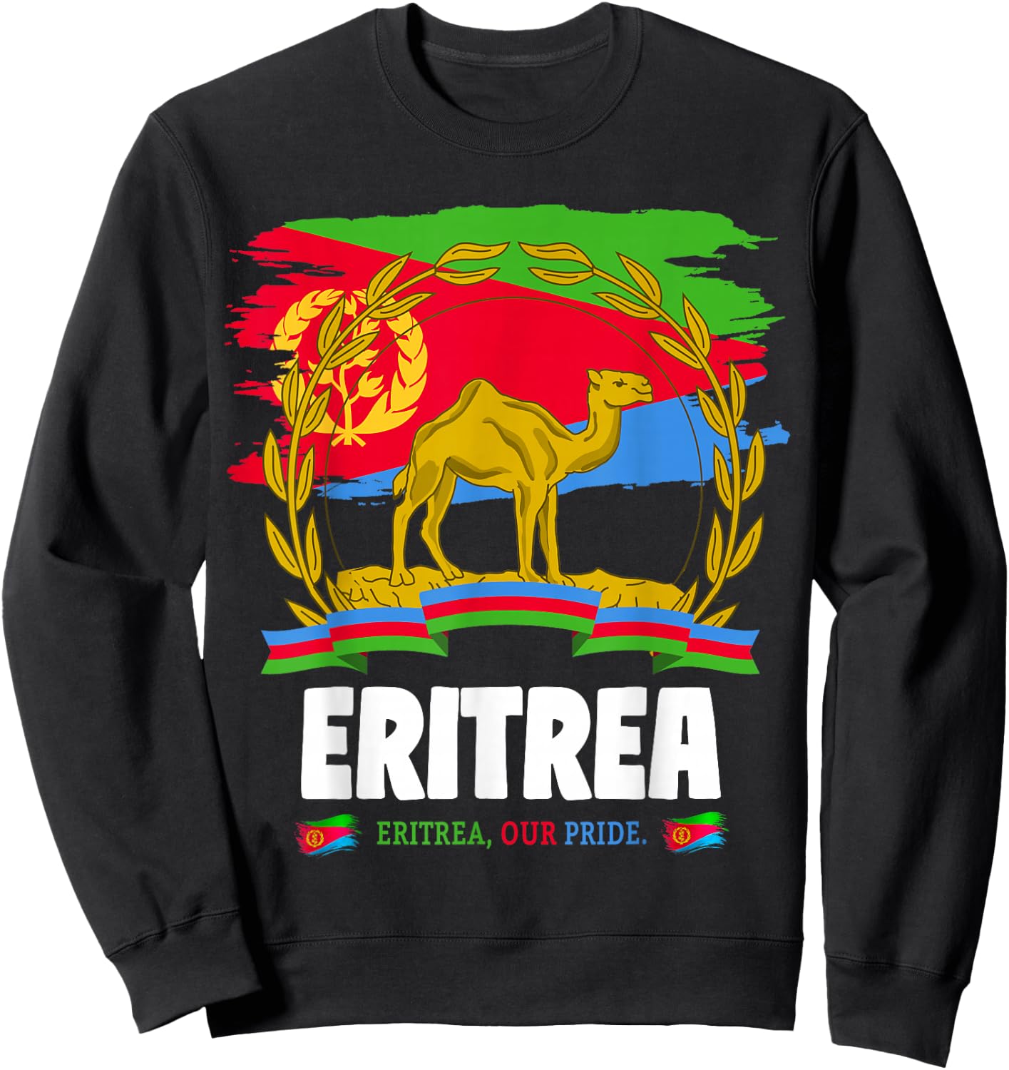 Eritrean Flag Outfit Ideas & Camel Eritrea Flag Sweatshirt - Sweatshirt | Black