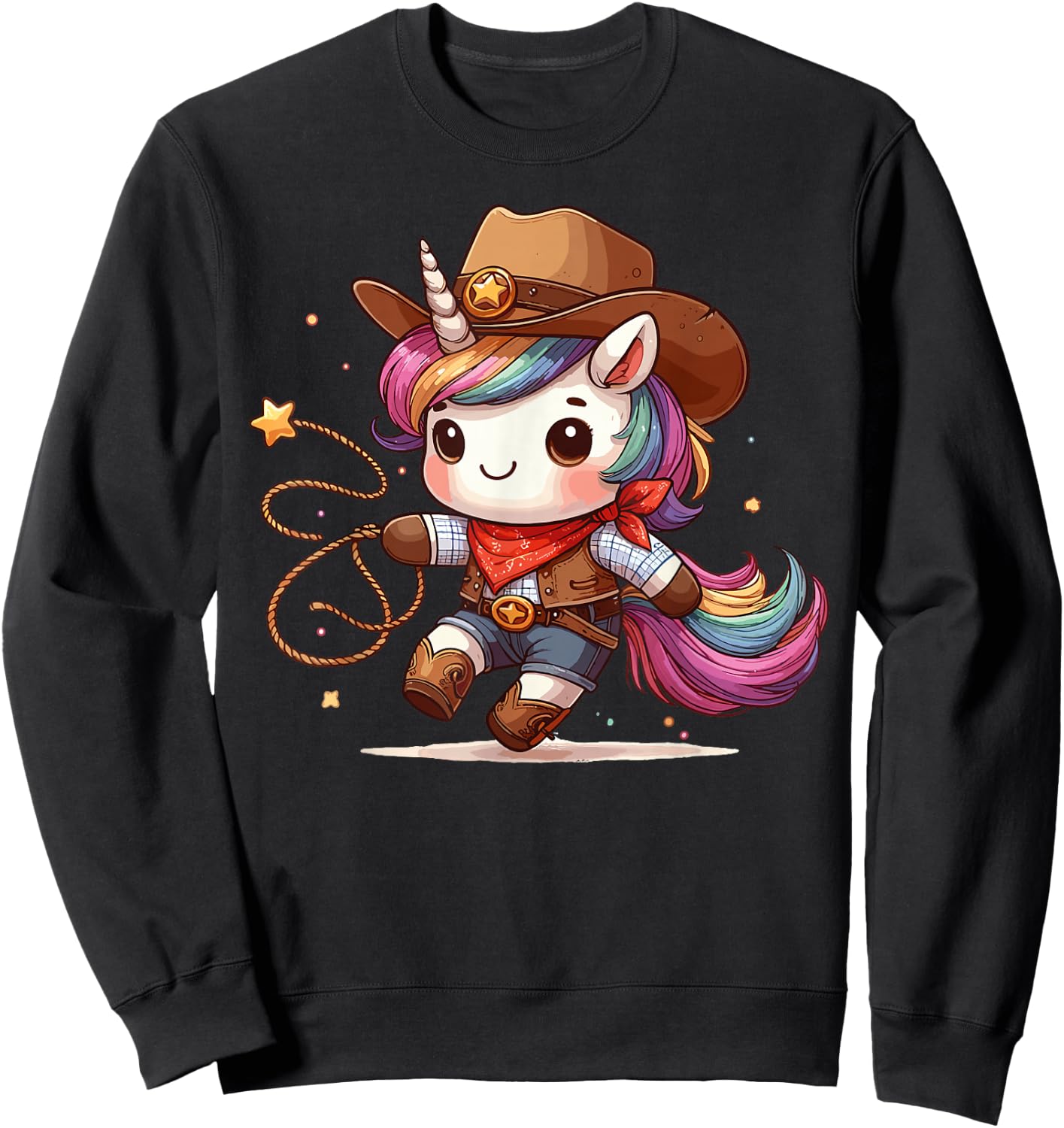 Western Rodeo Cowboy Hat Unicorn Texas Animals Sweatshirt - Sweatshirt | Black