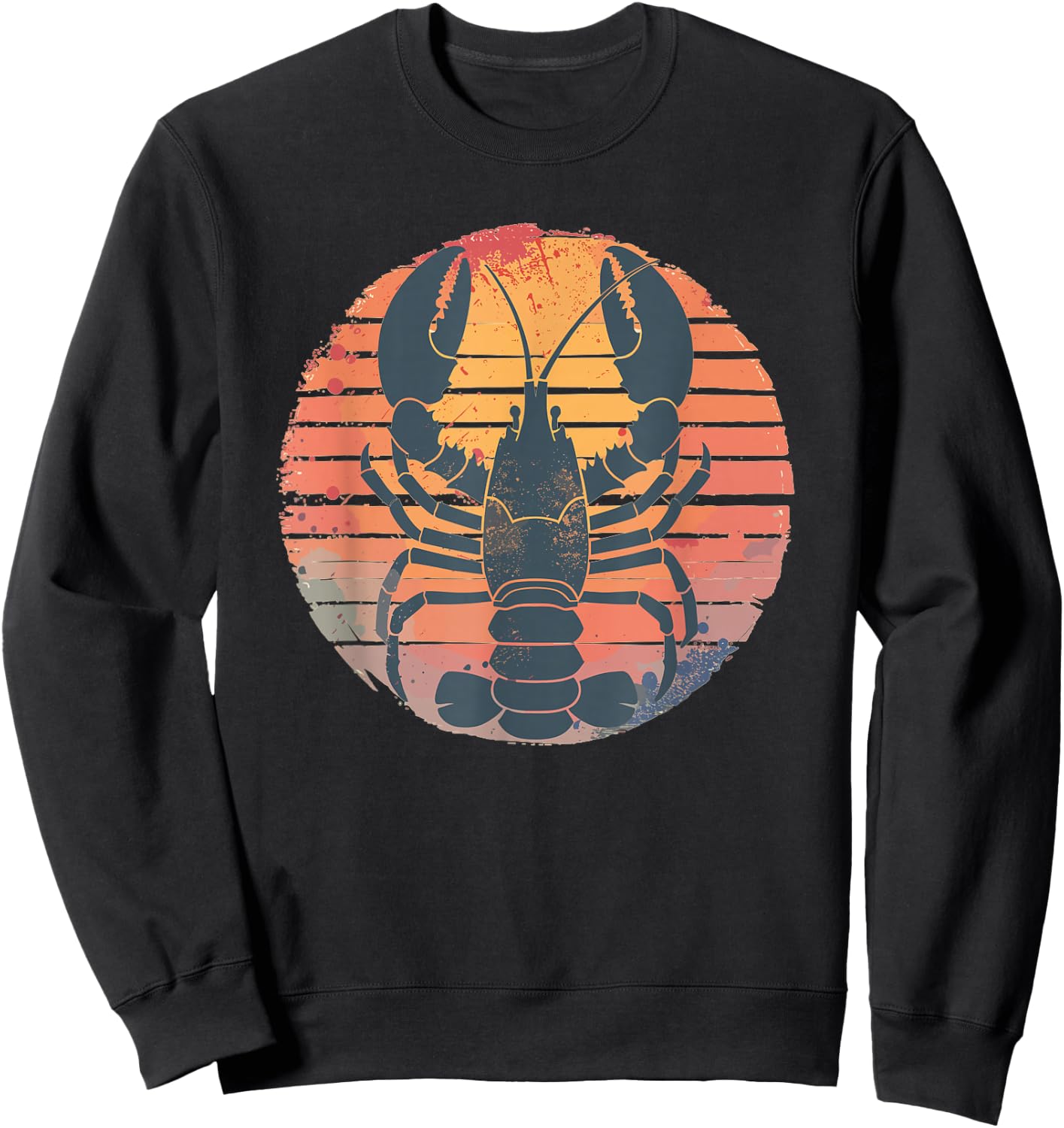 Retro Sunset Lobster Sweatshirt - Sweatshirt | Black