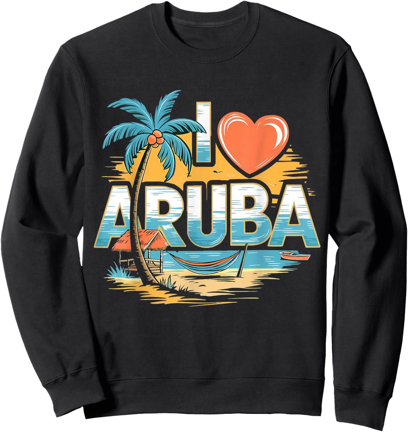 I Love Aruba Souvenir Sweatshirt - Sweatshirt | Black