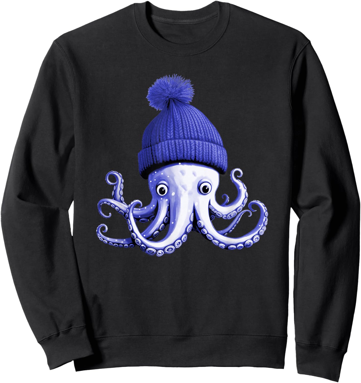 Cephalopod Octopus Lover Chilling Purple Cap Novelty Apparel Sweatshirt - Sweatshirt | Black