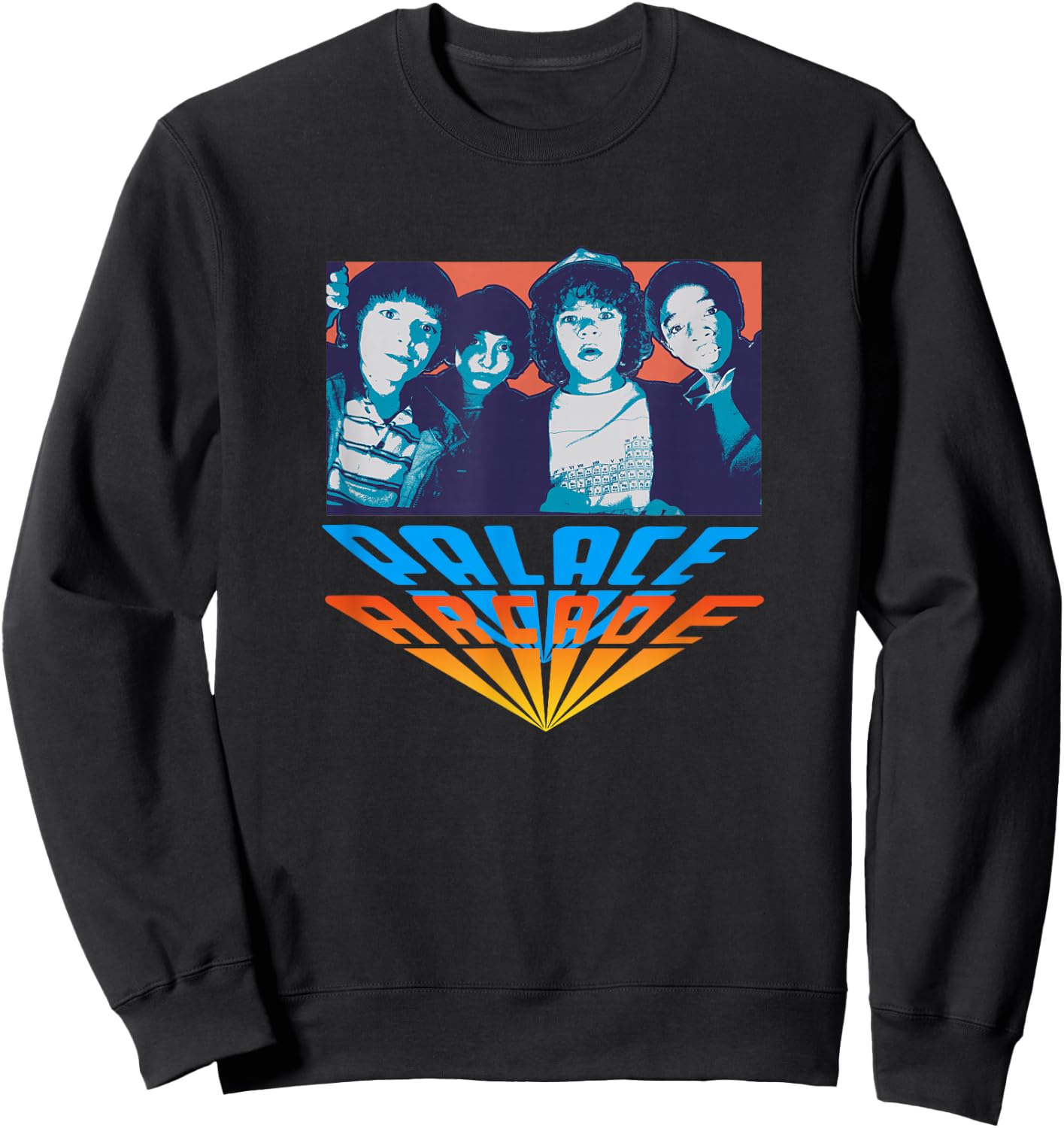 Stranger Things Vintage Retro Palace Arcade Gradient Group Sweatshirt - Sweatshirt | Black