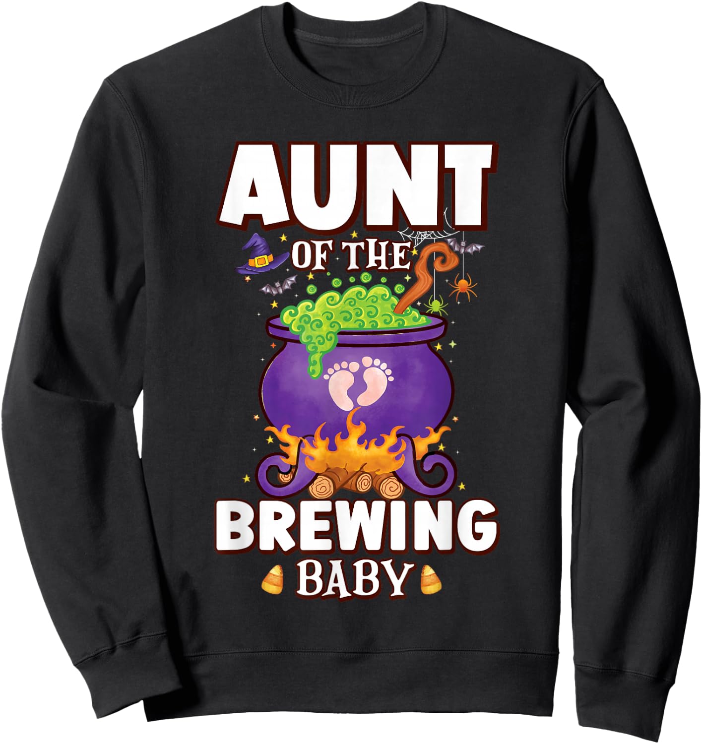 Spooky Aunt of Brewing Baby Halloween Theme Baby Shower Sweatshirt - Sweatshirt | Black