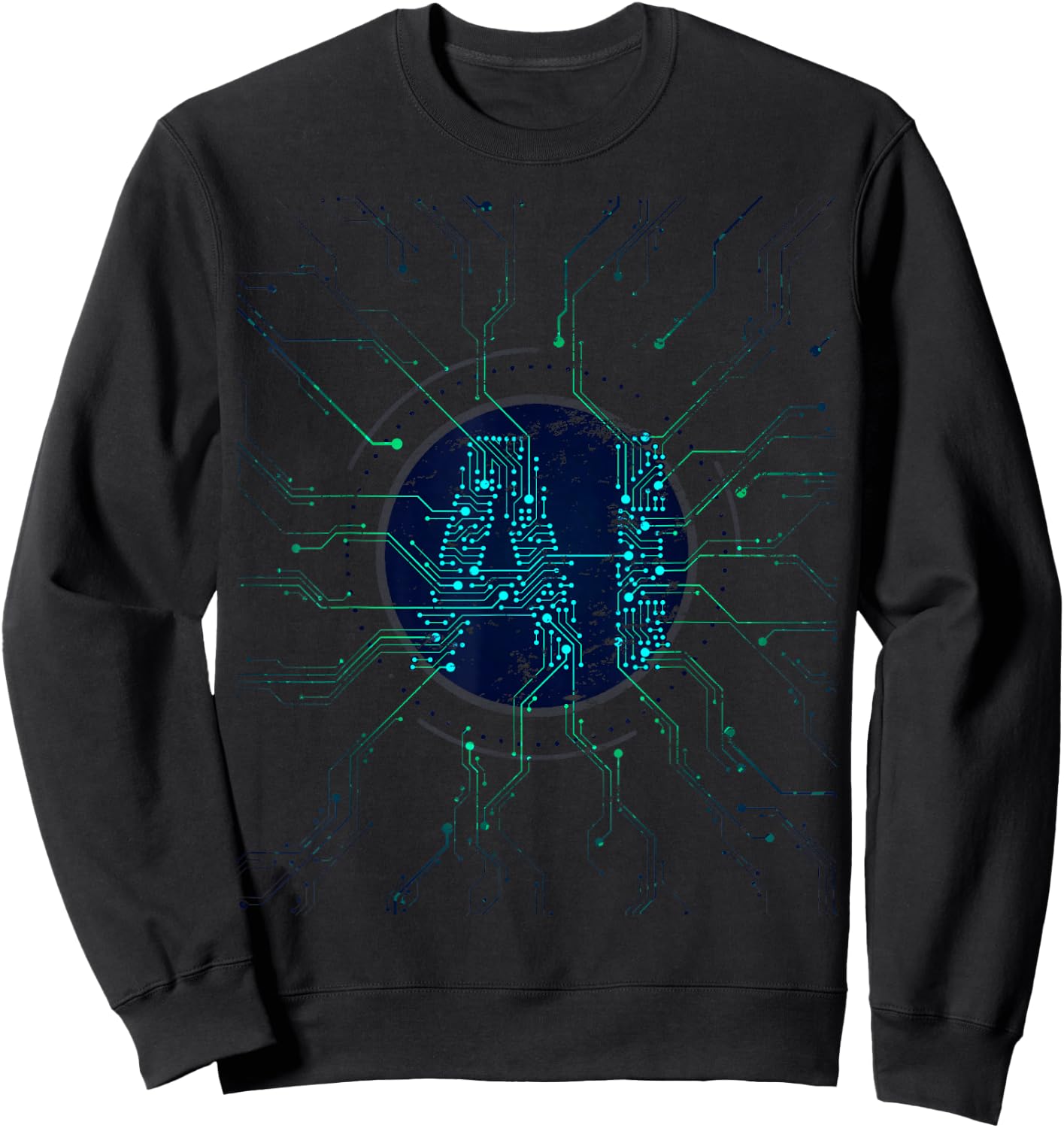 Artificial Intelligence Blue AI Letters Electronic Style , black Sweatshirt - Sweatshirt | Black
