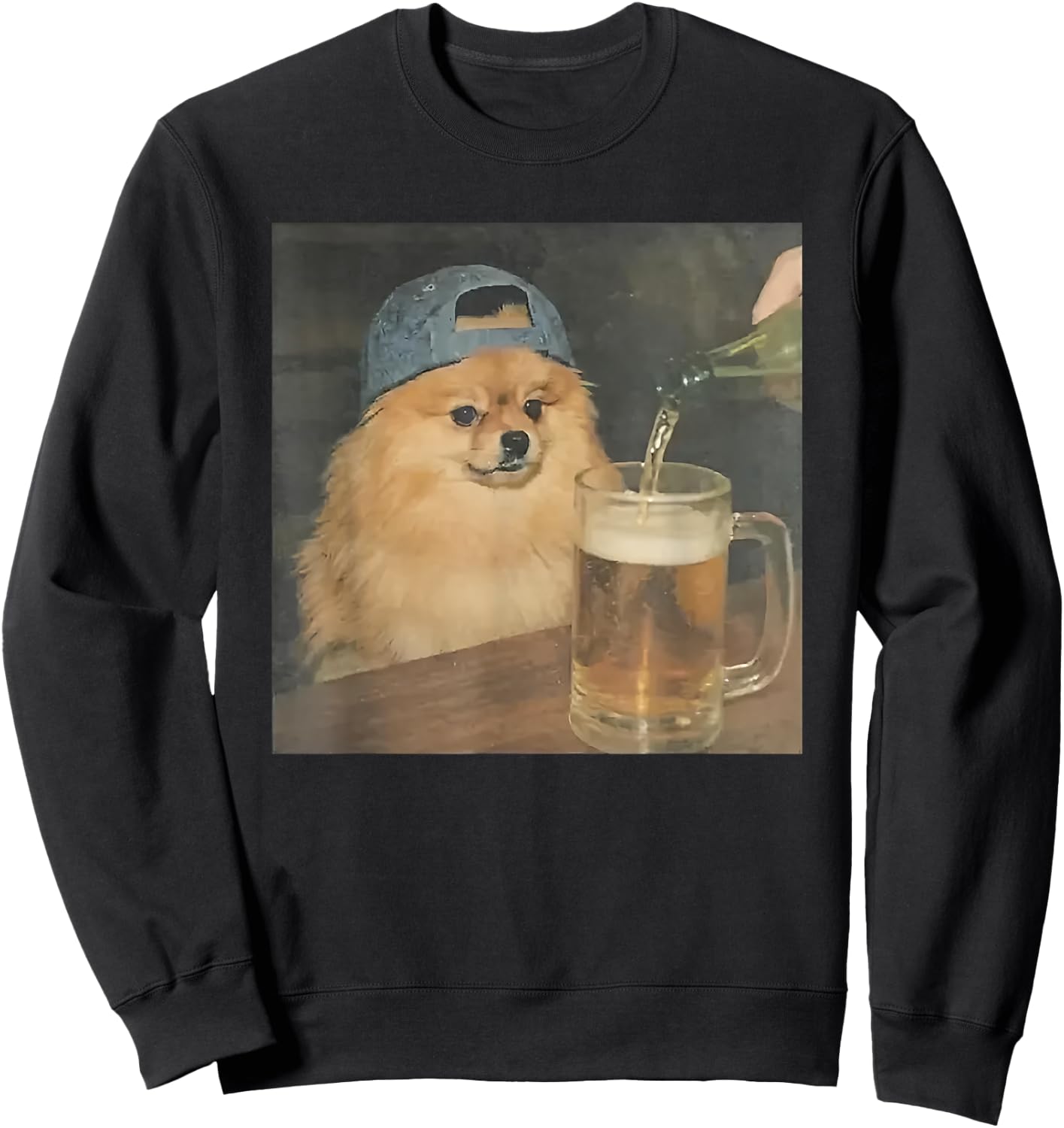 Funny Pomeranian Drinking Beer Sweatshirt - Sweatshirt | Black