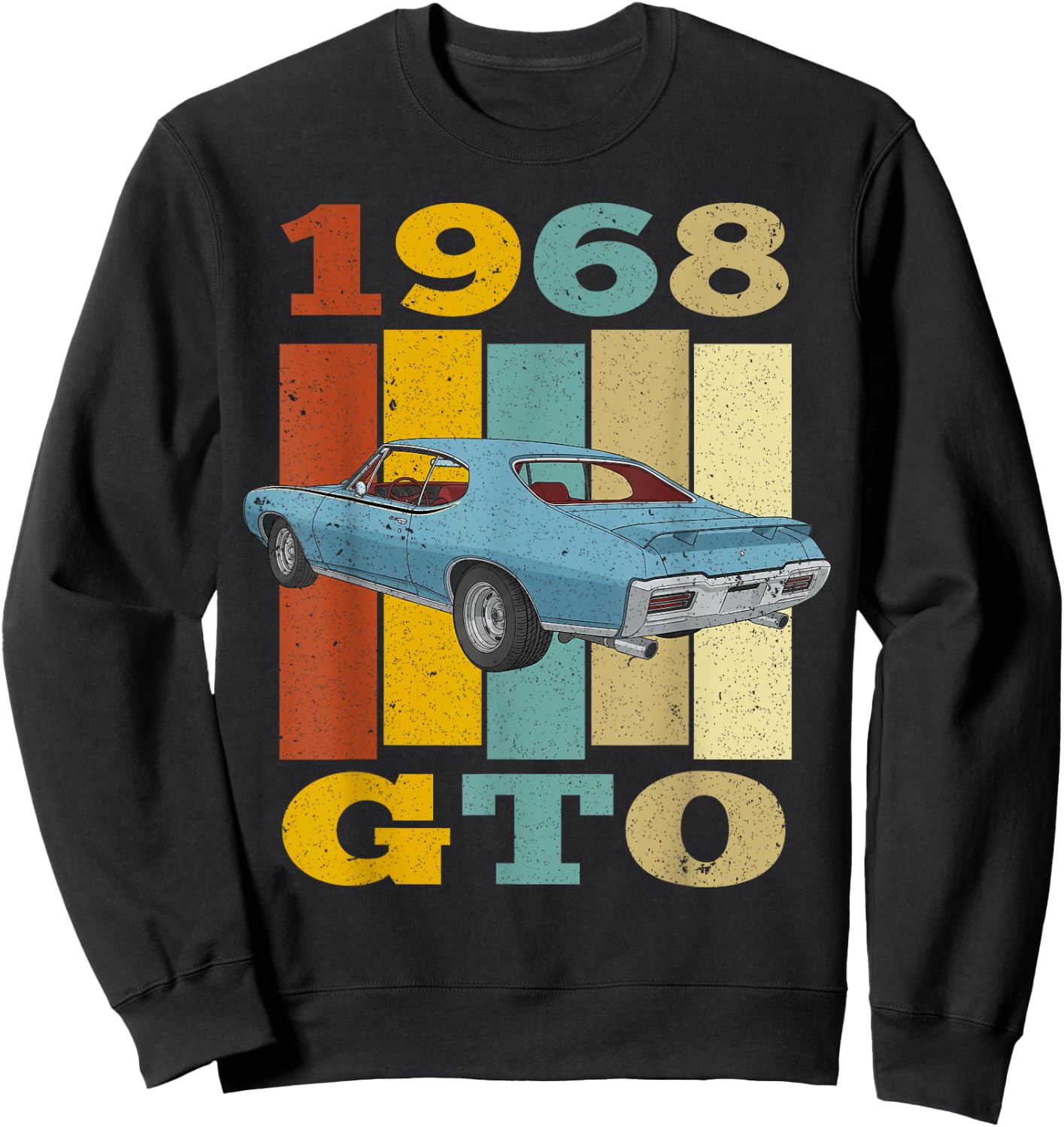 68 1968 GTO Vintage Silhouette Muscle Car Sweatshirt - Sweatshirt | Black
