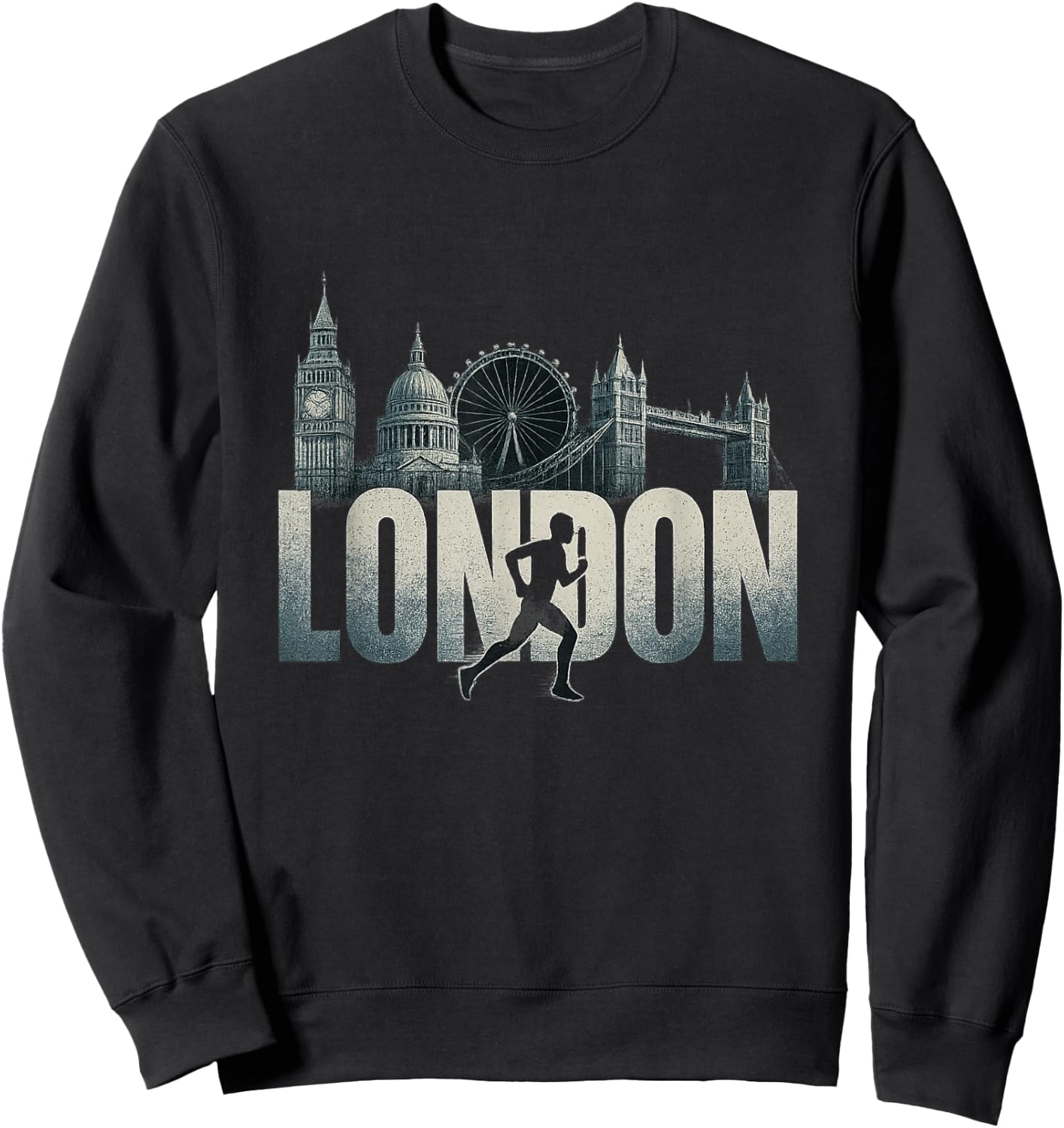 London Skyline Running Marathon Jogger Fitness Runner , Black, S Sweatshirt - Sweatshirt | Black