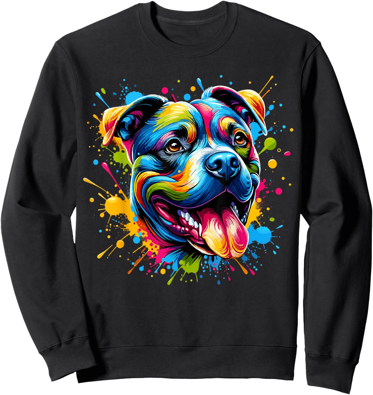 Pit Bull Dog Lover Colorful Pitbull Sweatshirt - Sweatshirt | Black