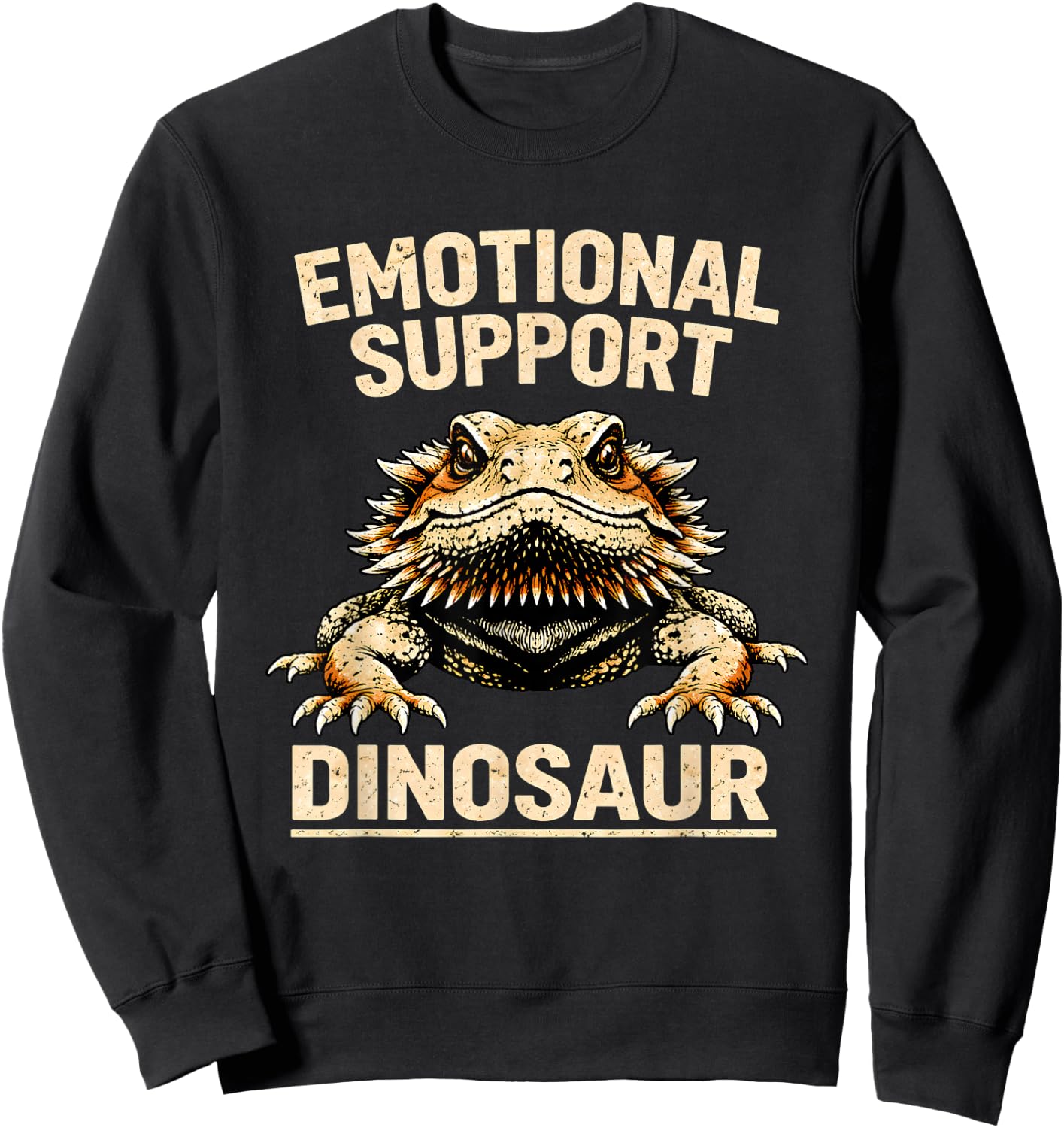 Emotional Support Dinosaur Bearded Dragon Lizard Pet Funny Sweatshirt - Sweatshirt | Black
