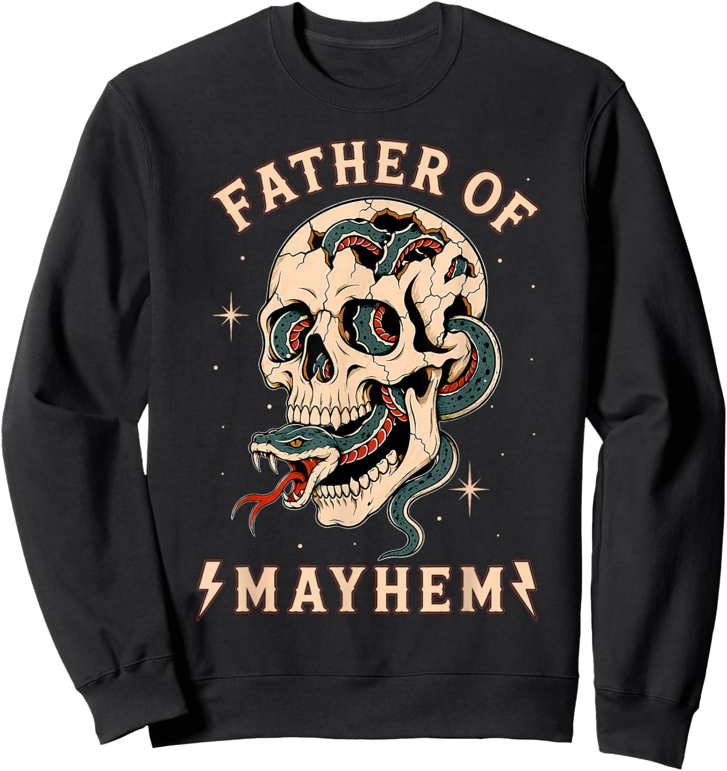 Father of Mayhem Men Dad Funny Father's Day Men Dad Gifts Sweatshirt - Sweatshirt | Black
