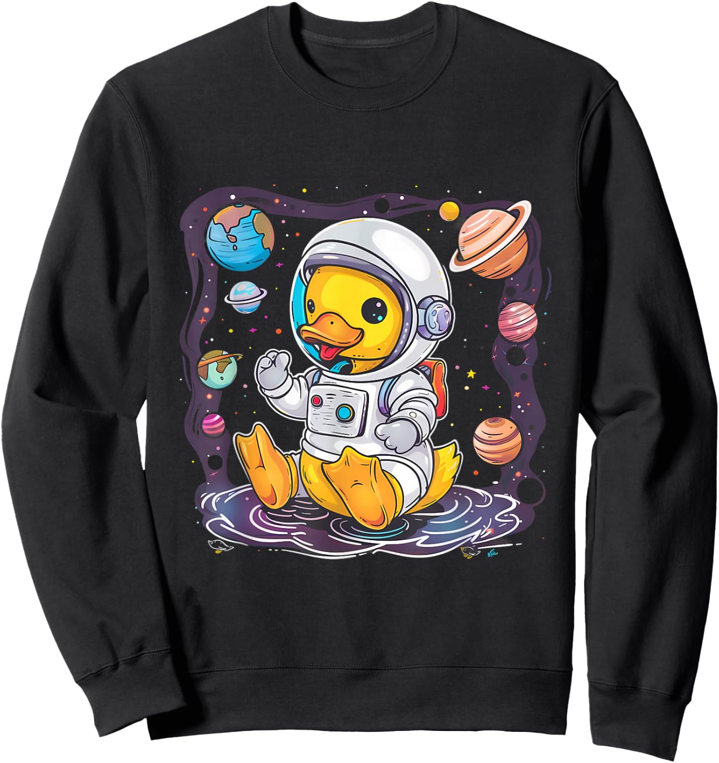 Rubber Duck Astronaut Space Rubber Duck Lover Science Planet Sweatshirt - Sweatshirt | Black