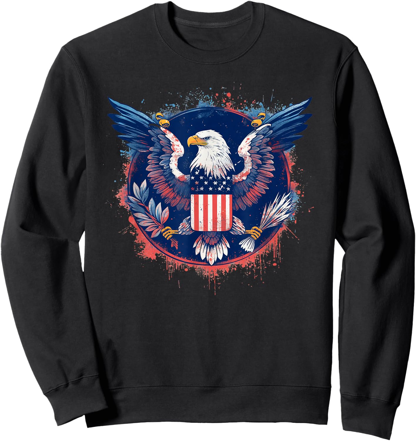 American Eagle Emblem Bold Patriotic USA Sweatshirt - Sweatshirt | Black