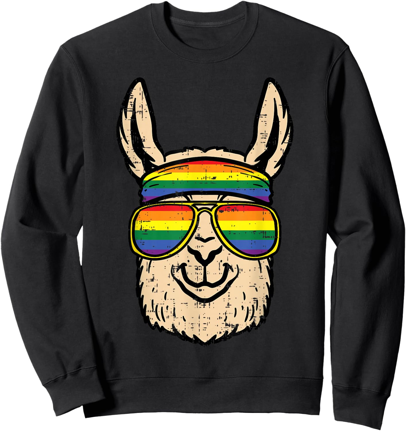 Gay Pride Llama Rainbow Flag Lgbt Alpaca Ally Men Boys Kids Sweatshirt - Sweatshirt | Black