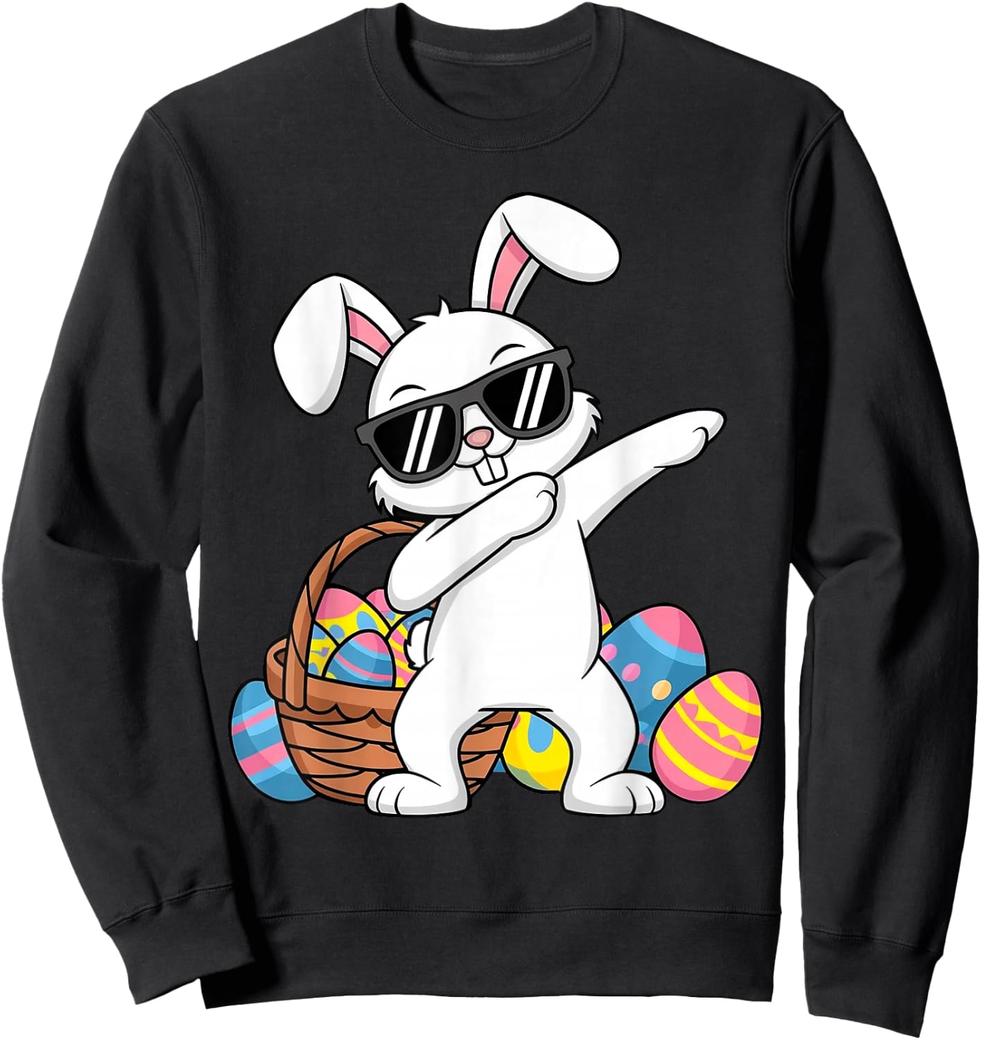 Bunny Easter Boys Girls Kids Toddler Rabbit Easter Egg Hunt Sweatshirt - Sweatshirt | Black