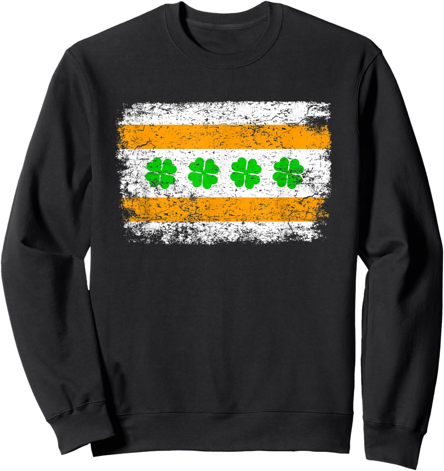 Chicago Flag Shamrock Irish St Patricks Day Matching Sweatshirt - Sweatshirt | Black