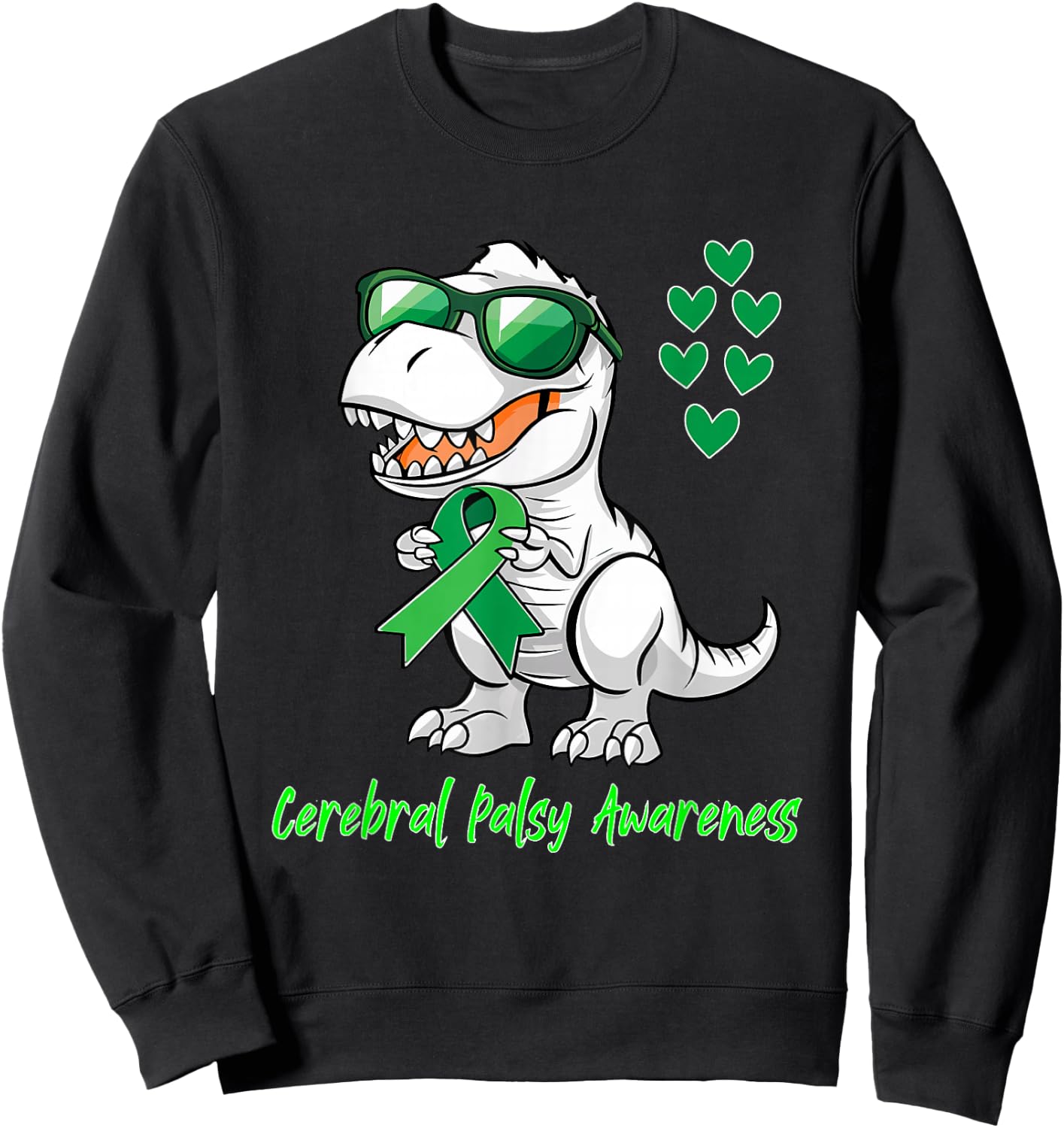 T-rex Dinosaur Cerebral Palsy Awareness Day Dino Toddlers Sweatshirt - Sweatshirt | Black