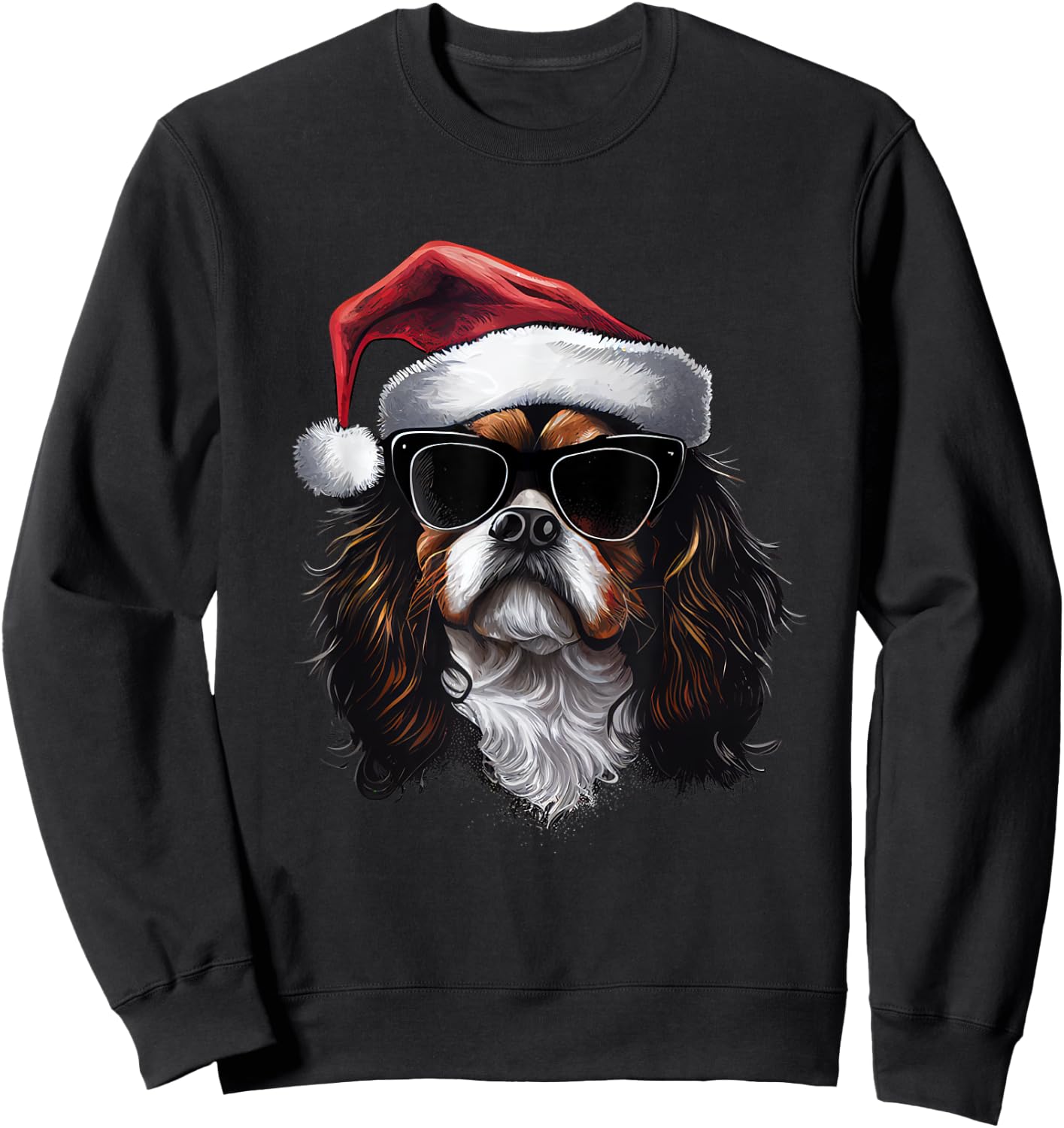 Cavalier King Charles Spaniel retro christmas outfit Sweatshirt - Sweatshirt | Black