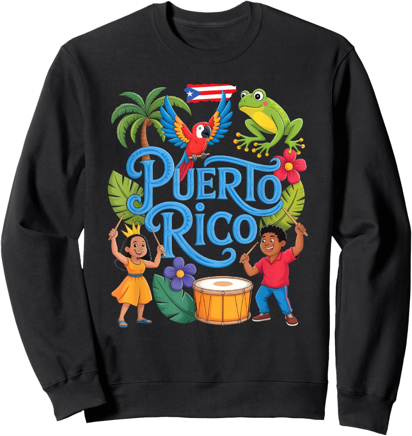 Taino Boricua Boys Girls Puerto Rico Kids Sweatshirt - Sweatshirt | Black