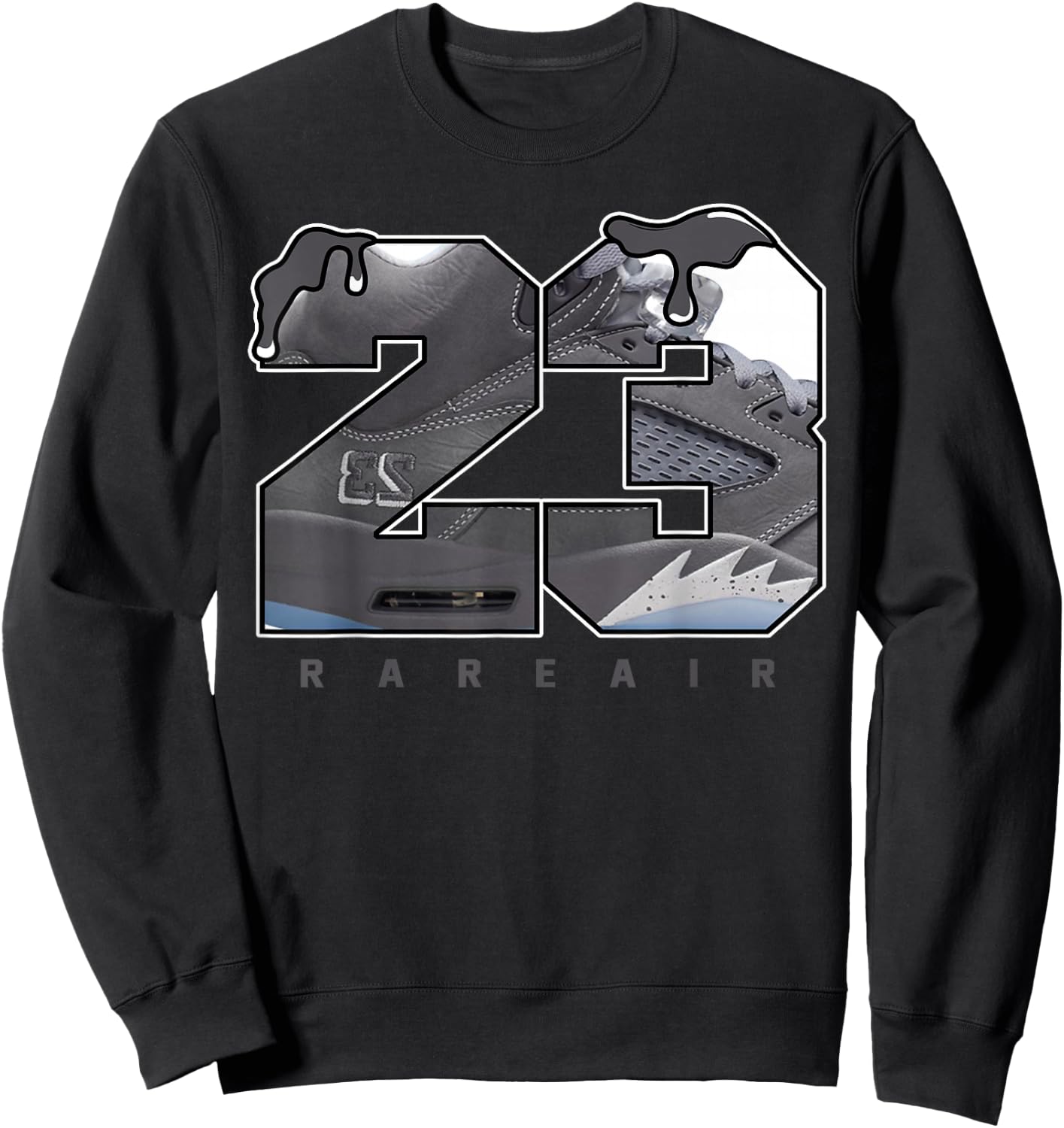 Wolf Grey 5s Matching Outfits Number 23 Drip Sweatshirt - Sweatshirt | Black
