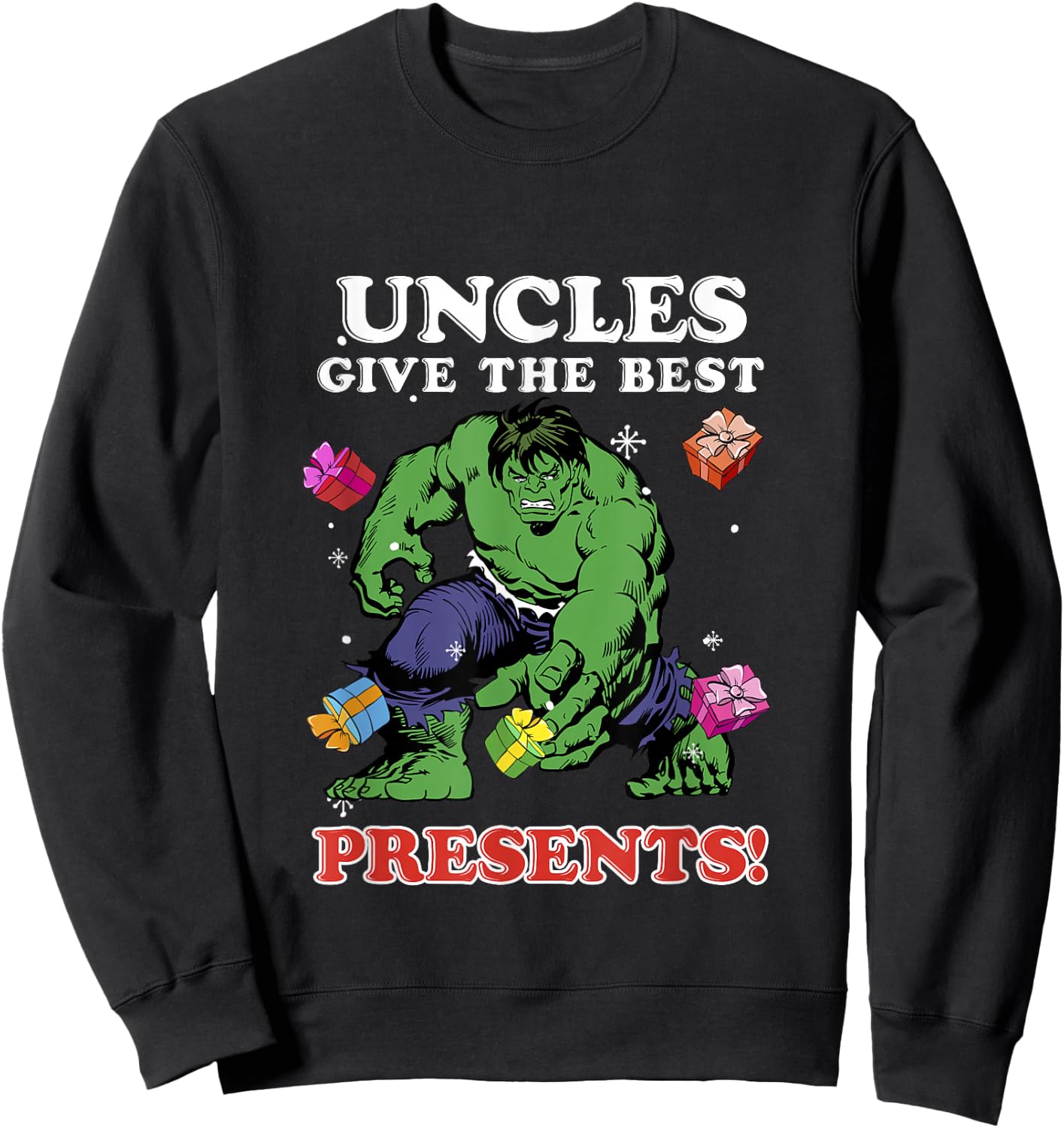 Marvel Comics Christmas Hulk Uncles Give The Best Presents Sweatshirt - Sweatshirt | Black