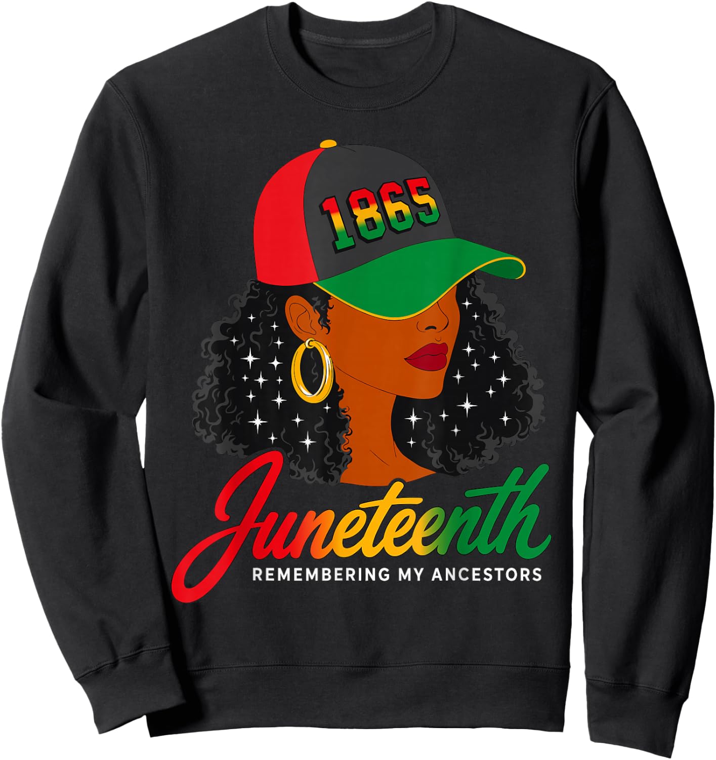 Juneteenth Remembering My Ancestors 1865 Black Woman Queen Sweatshirt - Sweatshirt | Black