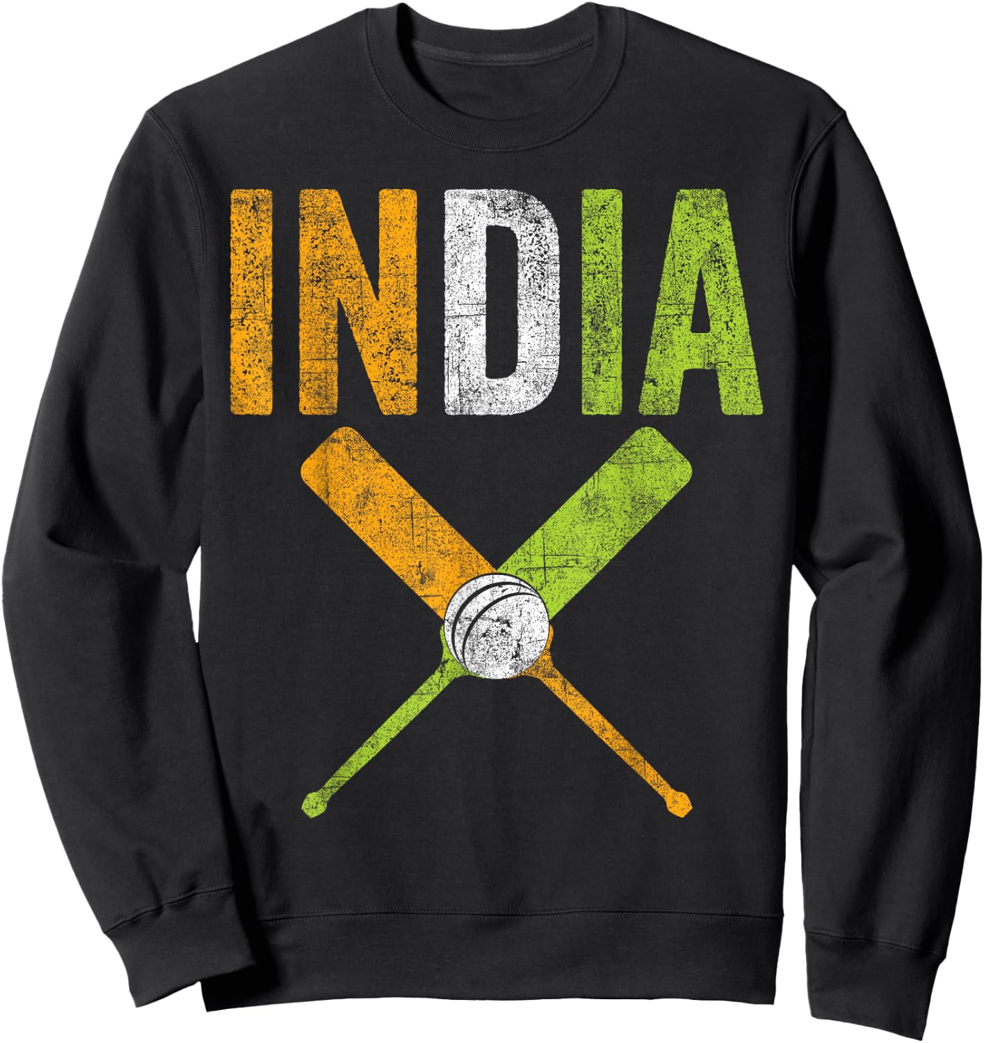 Vintage Indian flag of India Cricket player, fan, cricketer Sweatshirt - Sweatshirt | Black