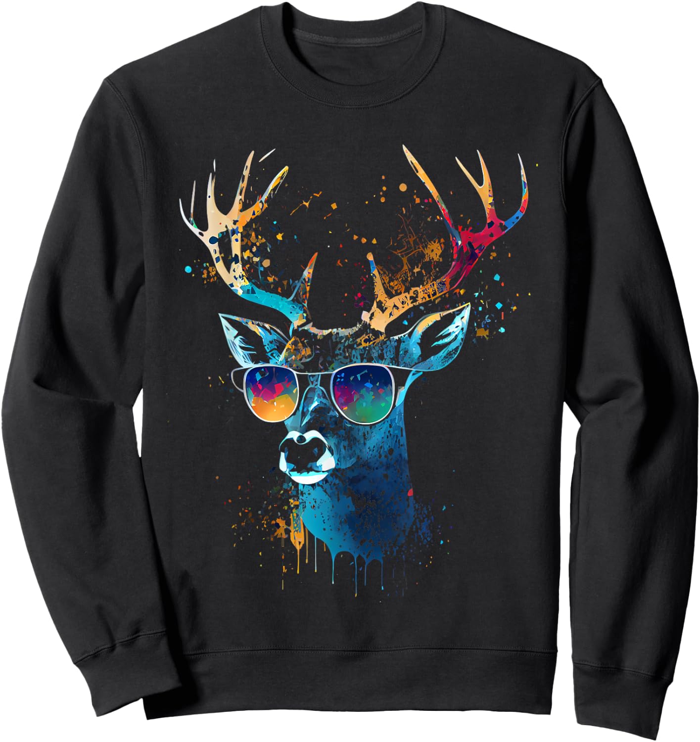 Deer Sunglasses Hunting Hunter Nature Fan Forest Hiking , black Sweatshirt - Sweatshirt | Black