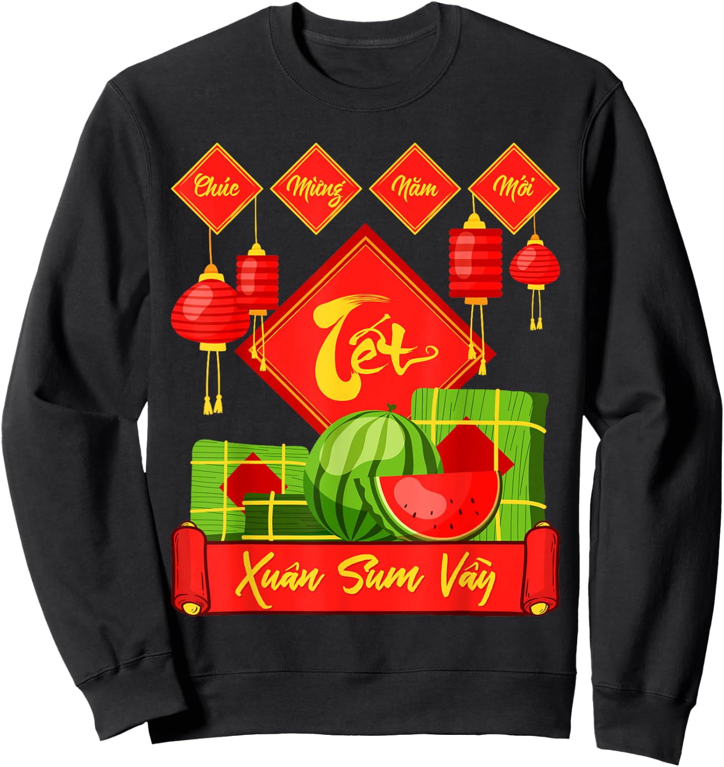Xuan Sum Vay Vietnam Tet Wish Lunar New Year , Black, S Sweatshirt - Sweatshirt | Black