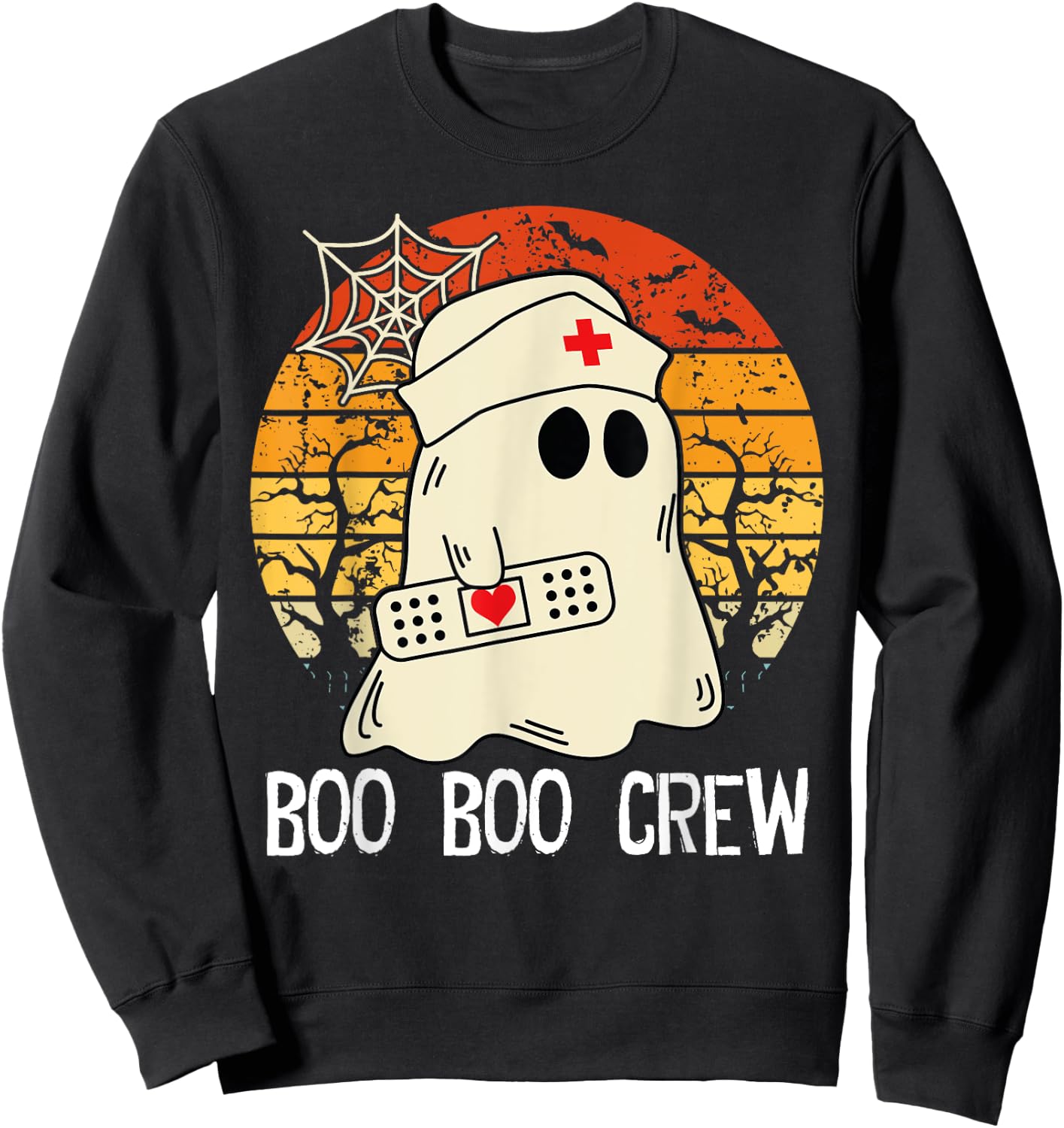 Boo Boo Crew Nurse Funny Ghost Women Halloween Nurse spooky Sweatshirt - Sweatshirt | Black