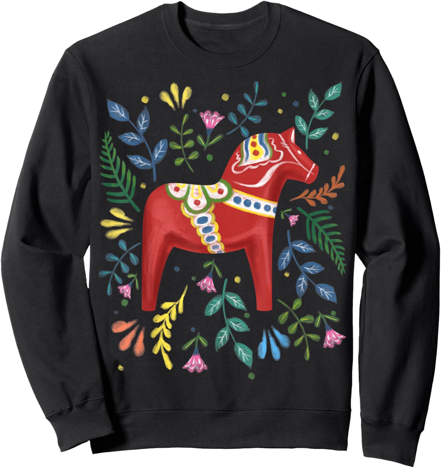 Schwedisches Dalahelmsoljd Pferd Volkskunst Schweden Flagge Dalahelmsoljd Pferd Sweatshirt - Sweatshirt | Black