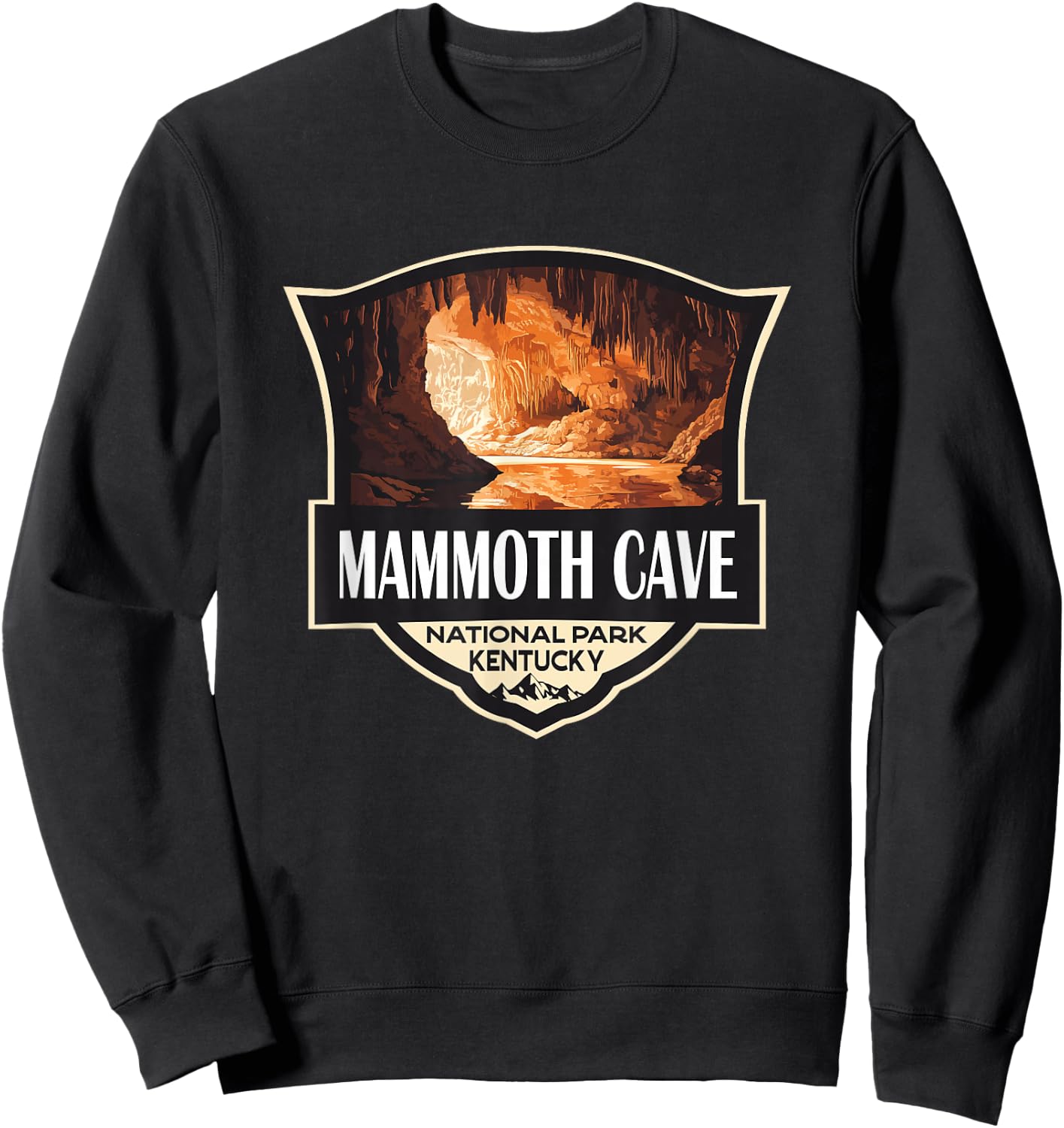 Mammoth Cave National Park Illustration Retro Badge Sweatshirt - Sweatshirt | Black
