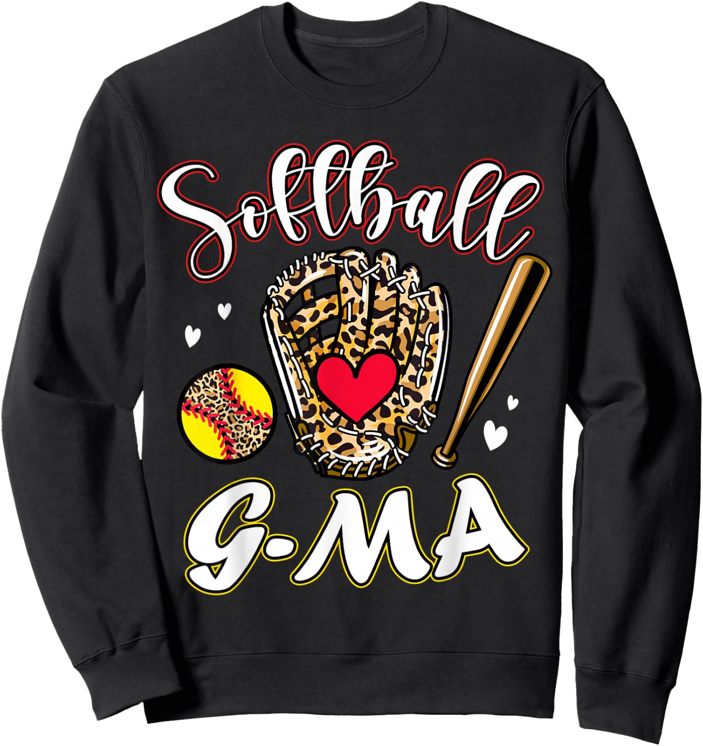 Softball G-Ma Leopard Game Day Softball Cute Matching Family Sweatshirt - Sweatshirt | Black