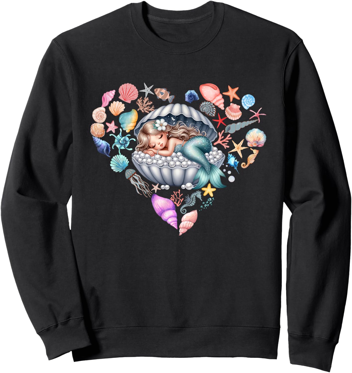 Sleeping Mermaid Underwater Love Sweatshirt - Sweatshirt | Black