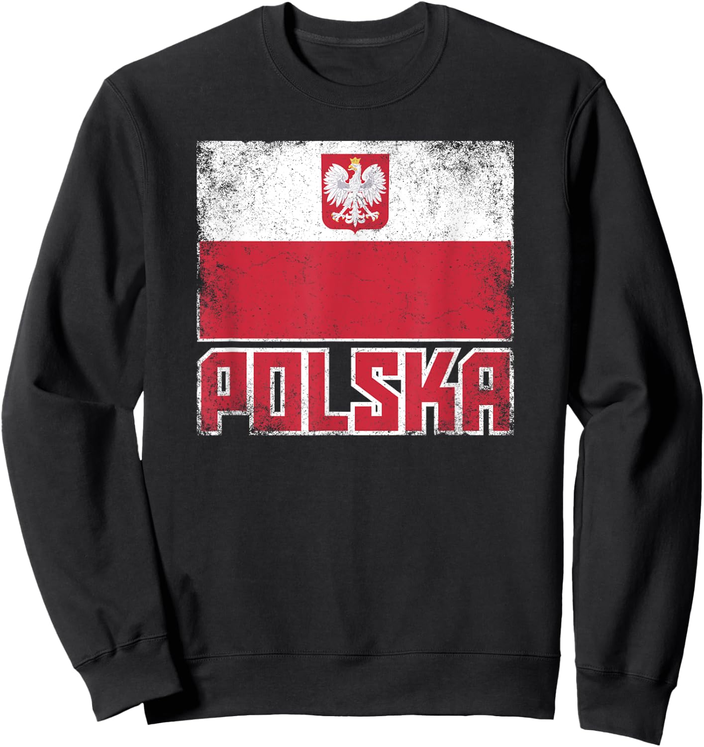 Polska Poland Flag Vintage Retro Country Polish Pride Sweatshirt - Sweatshirt | Black