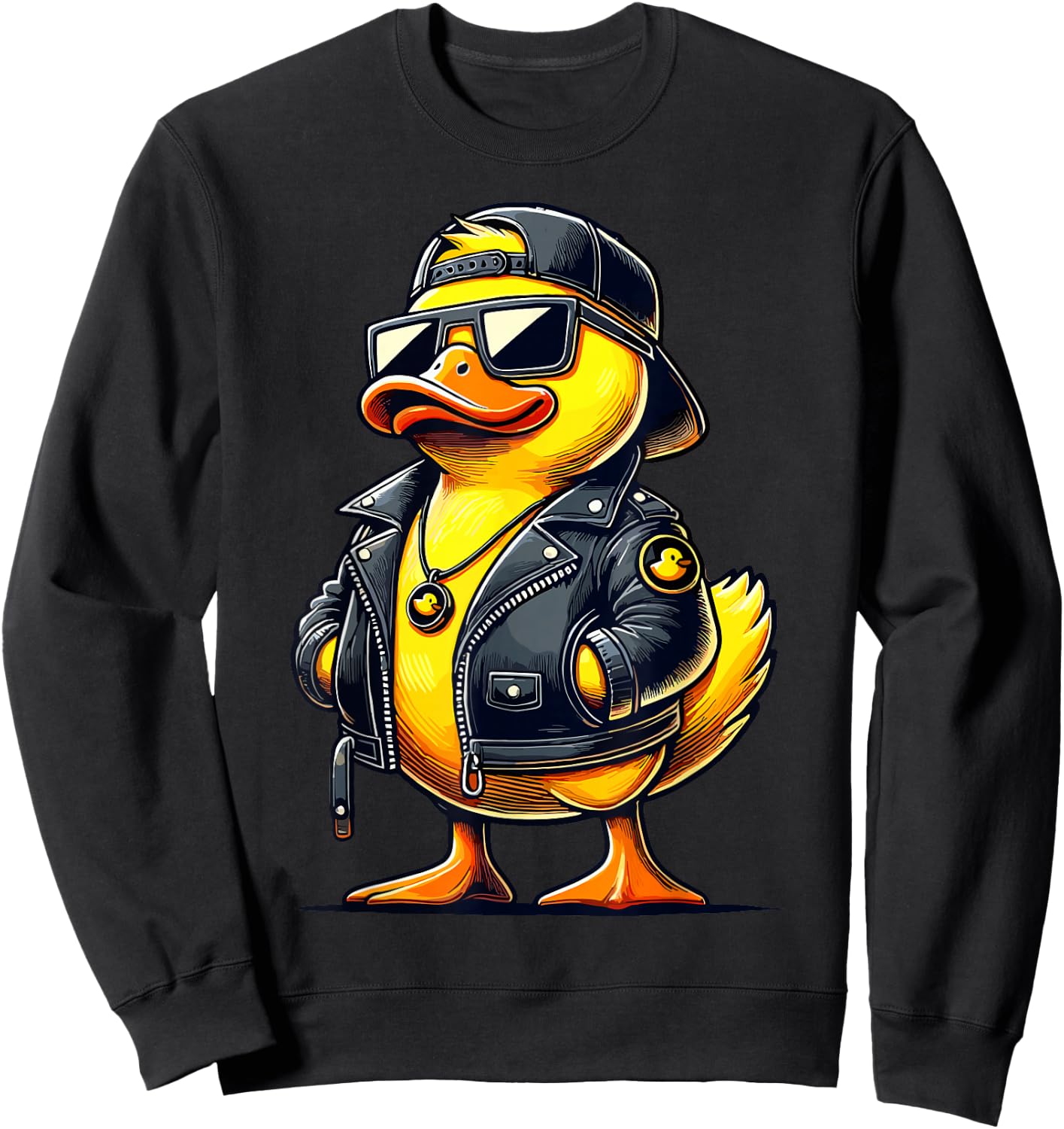 Cool Duck with Sunglasses Rubber Duck Sweatshirt - Sweatshirt | Black