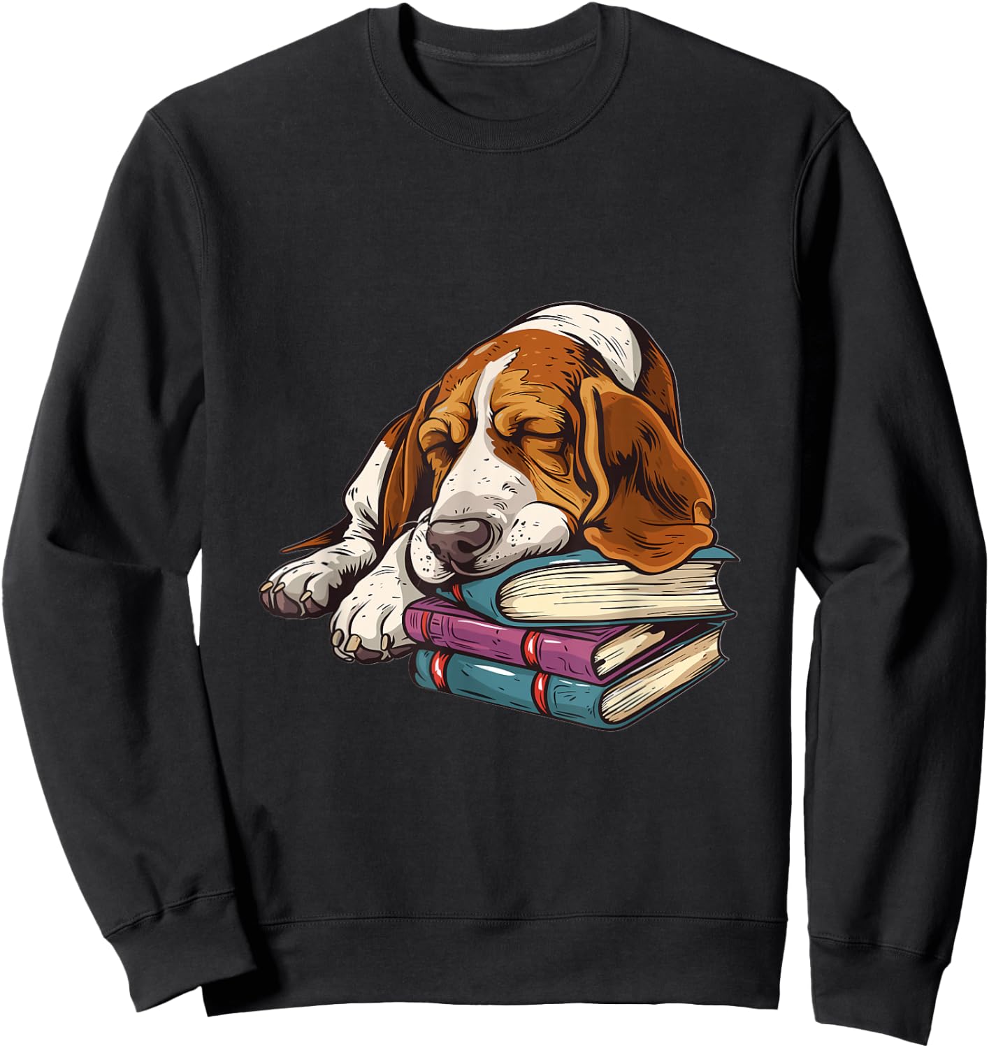 Basset Hound Books Dog Breed Graphic Sweatshirt - Sweatshirt | Black