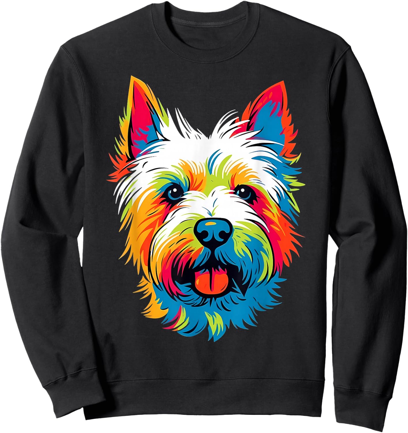 Westie West Highland White Terrier Dog Lover Colorful Puppy Sweatshirt - Sweatshirt | Black